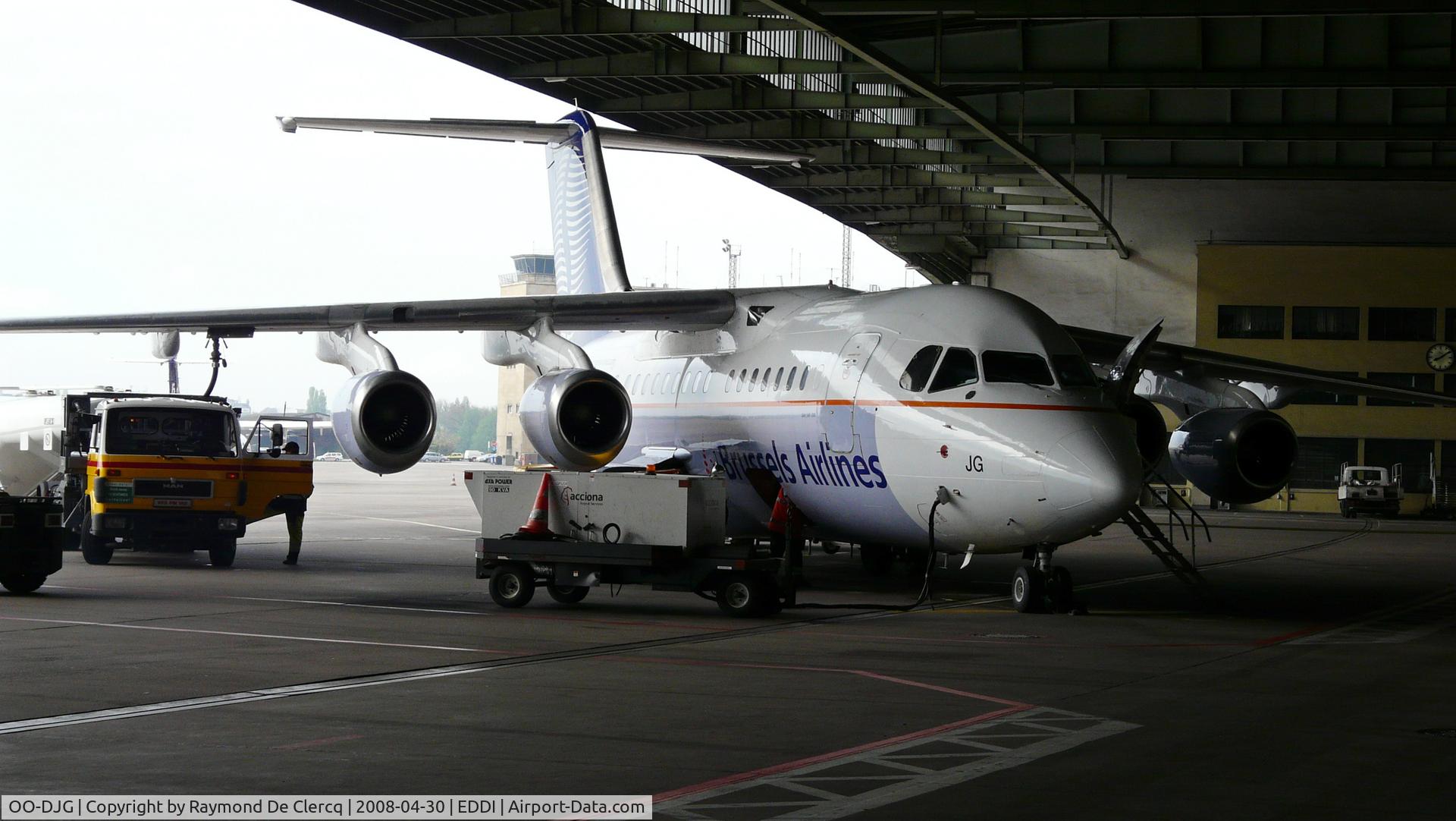 OO-DJG, 1990 British Aerospace BAe.146-200 C/N E2180, Arrived at Berlin-Tempelhof on 30-4-2008.