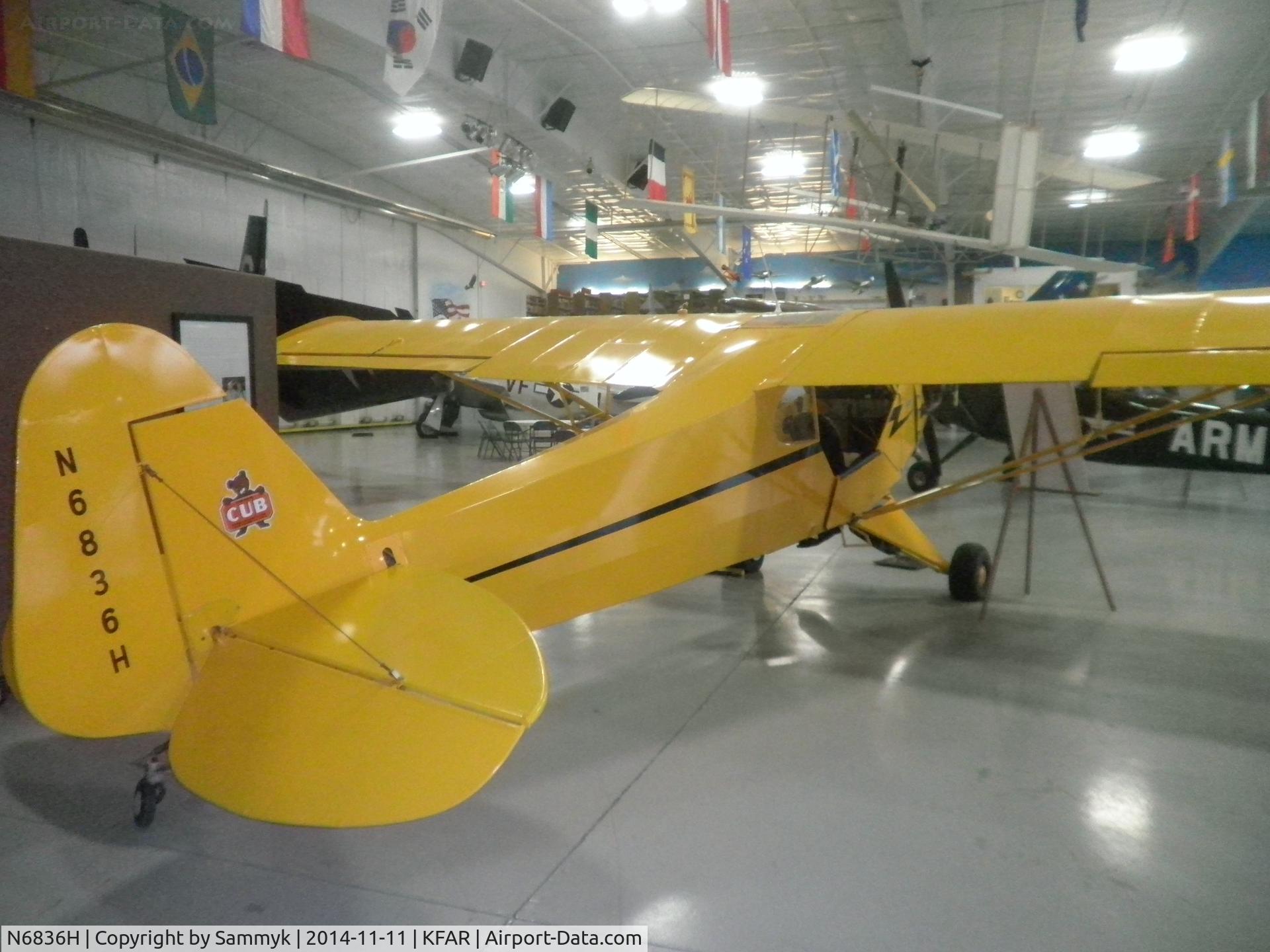 N6836H, 1946 Piper J3C-65 Cub C/N 20059, A nice J3 at the Fargo Air Museum. Newly fitted with a radio.