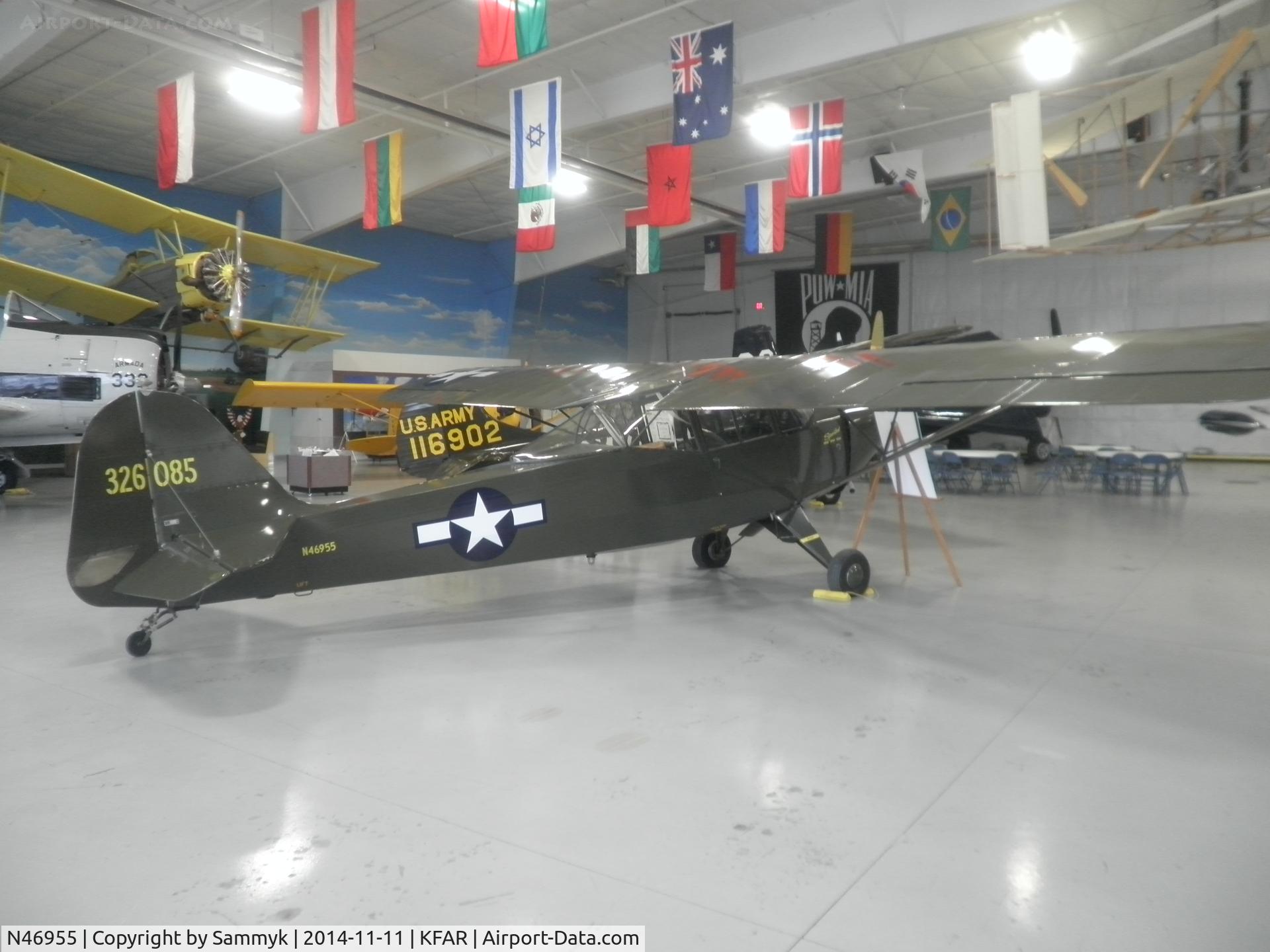 N46955, 1942 Taylorcraft DCO-65 C/N 0-4511, A very nice L-2M at the Fargo Air Museum.