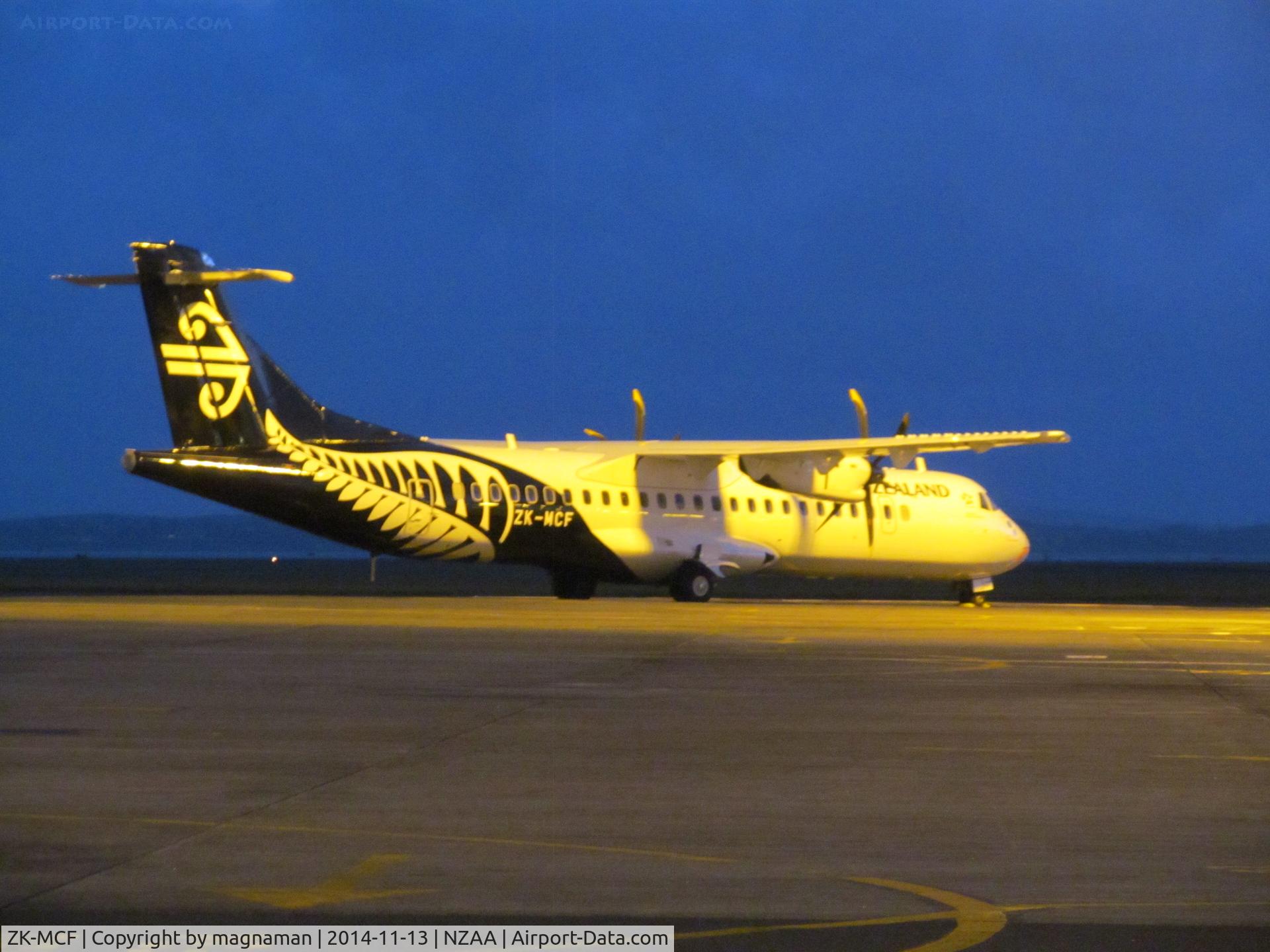 ZK-MCF, 1999 ATR 72-212A C/N 600, Under floodlights as I came back from Christchurch today.