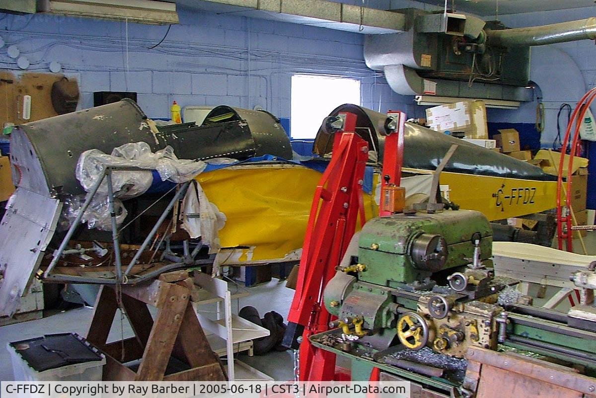 C-FFDZ, 1943 De Havilland Canada DH-82C Tiger Moth C/N DHC1179, De Havilland DH.82C Tiger Moth [DHC1179] Saint-Lazare~C 18/06/2005. Would appear to have been involved in a accident at some point . Now in the workshop requiring major rebuild.