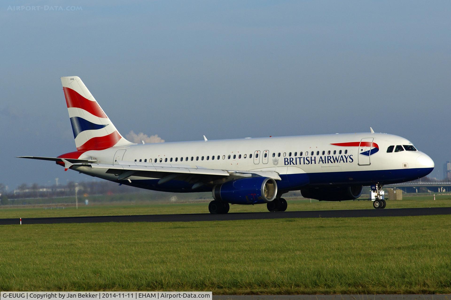 G-EUUG, 2002 Airbus A320-232 C/N 1829, Schiphol, just after landing