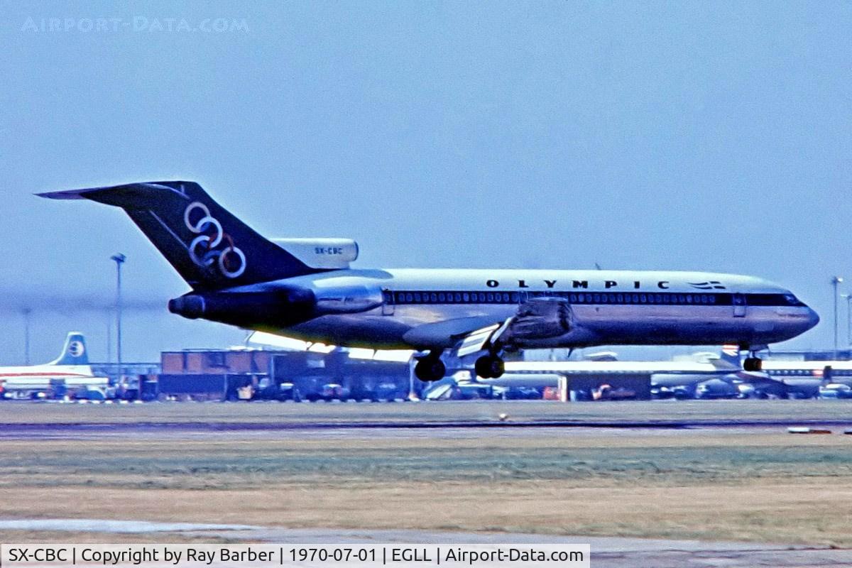 SX-CBC, 1969 Boeing 727-284 C/N 20005, Boeing 727-284  [20005] (Olympic Airways) Heathrow~G 01/07/1970. About to touch down 28R. From a slide.