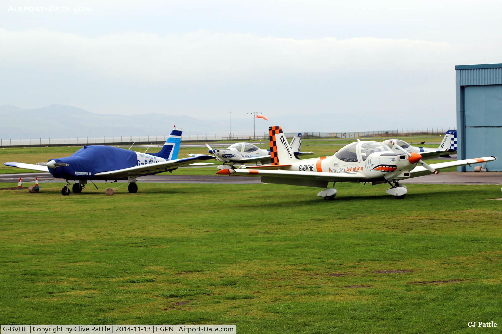 G-BVHE, 1994 Grob G-115D-2 C/N 82008, Parked up with some others from Tayside Aviation at their base at Dundee Riverside EGPN.