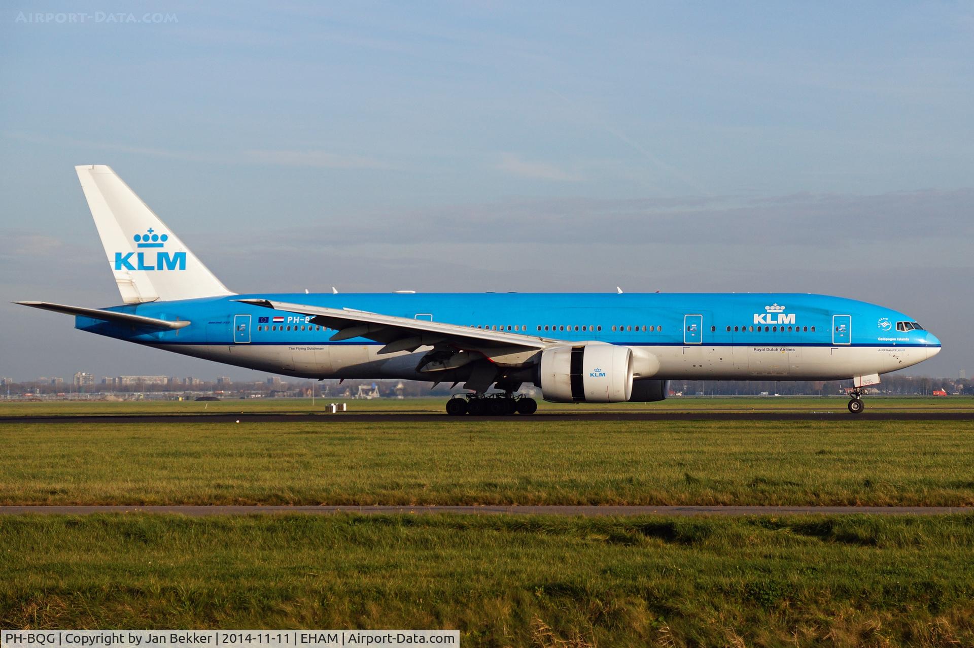 PH-BQG, 2004 Boeing 777-206/ER C/N 32704, Schiphol, just after landing on the Polderbaan