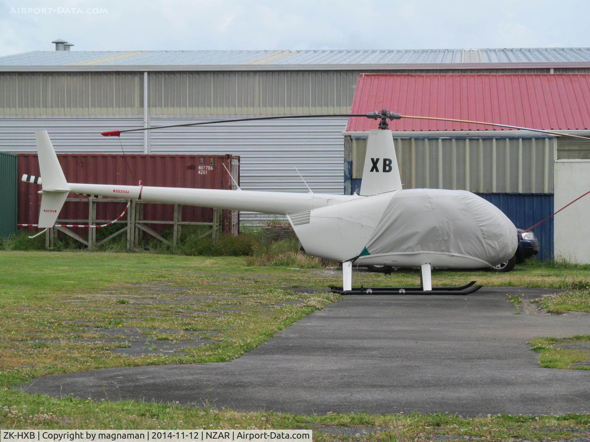 ZK-HXB, Robinson R44 II C/N 1288, On pad by old fuel pump - actually R44 c/n 12669 not R22.