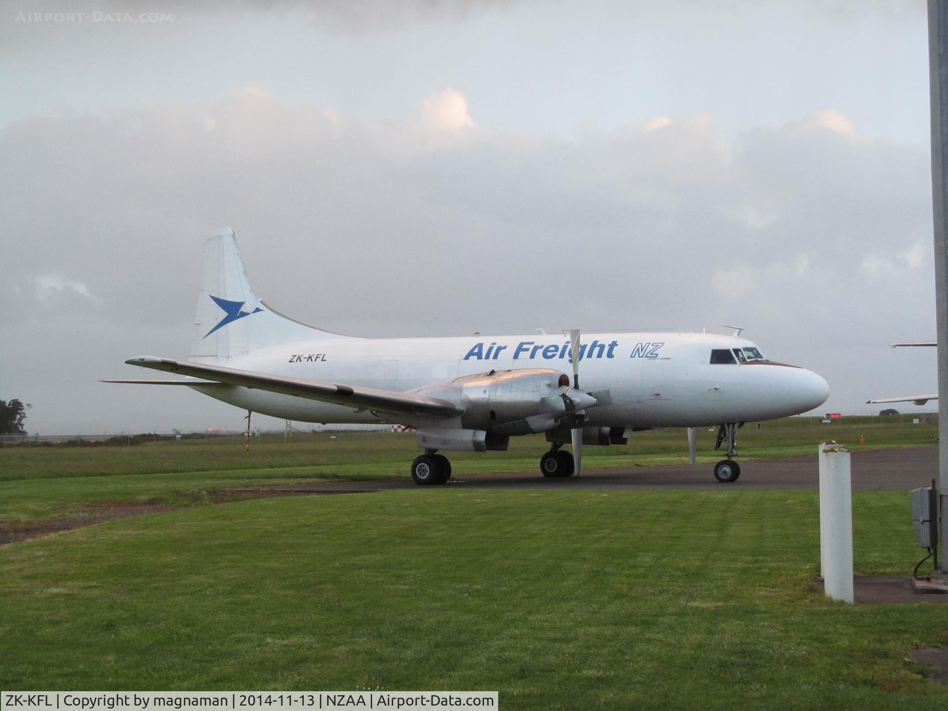 ZK-KFL, 1956 Convair 580(F) C/N 372, On convair ramp today with two others plus DC3 plus HS146!