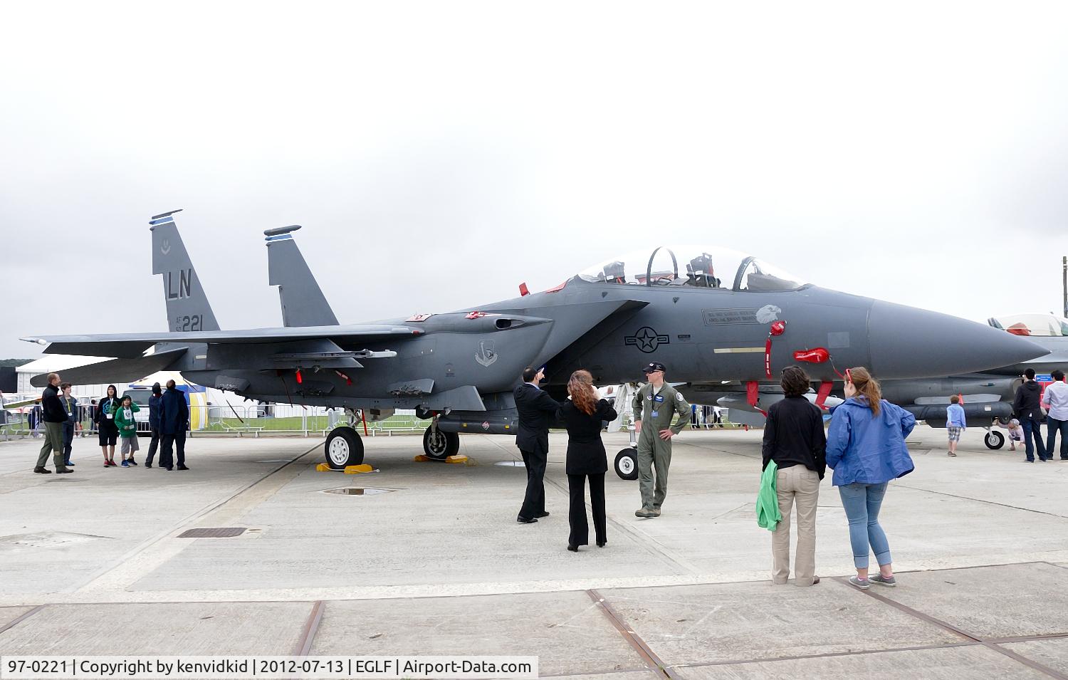 97-0221, 1997 McDonnell Douglas F-15E Strike Eagle C/N 1359/E220, On static display at FIA 2012.