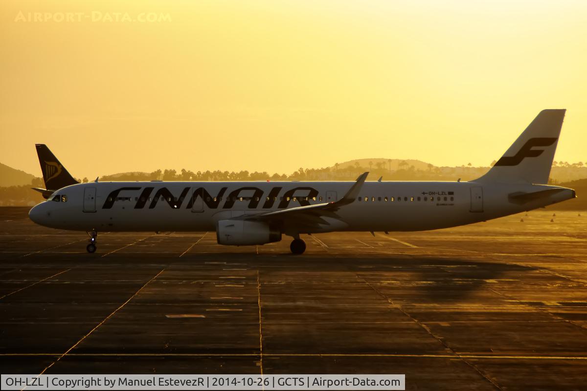 OH-LZL, 2014 Airbus A321-231 C/N 6083, The sun at dusk brings out the warmth of the environment , producing a semi backlight resulting in a somewhat attractive photo