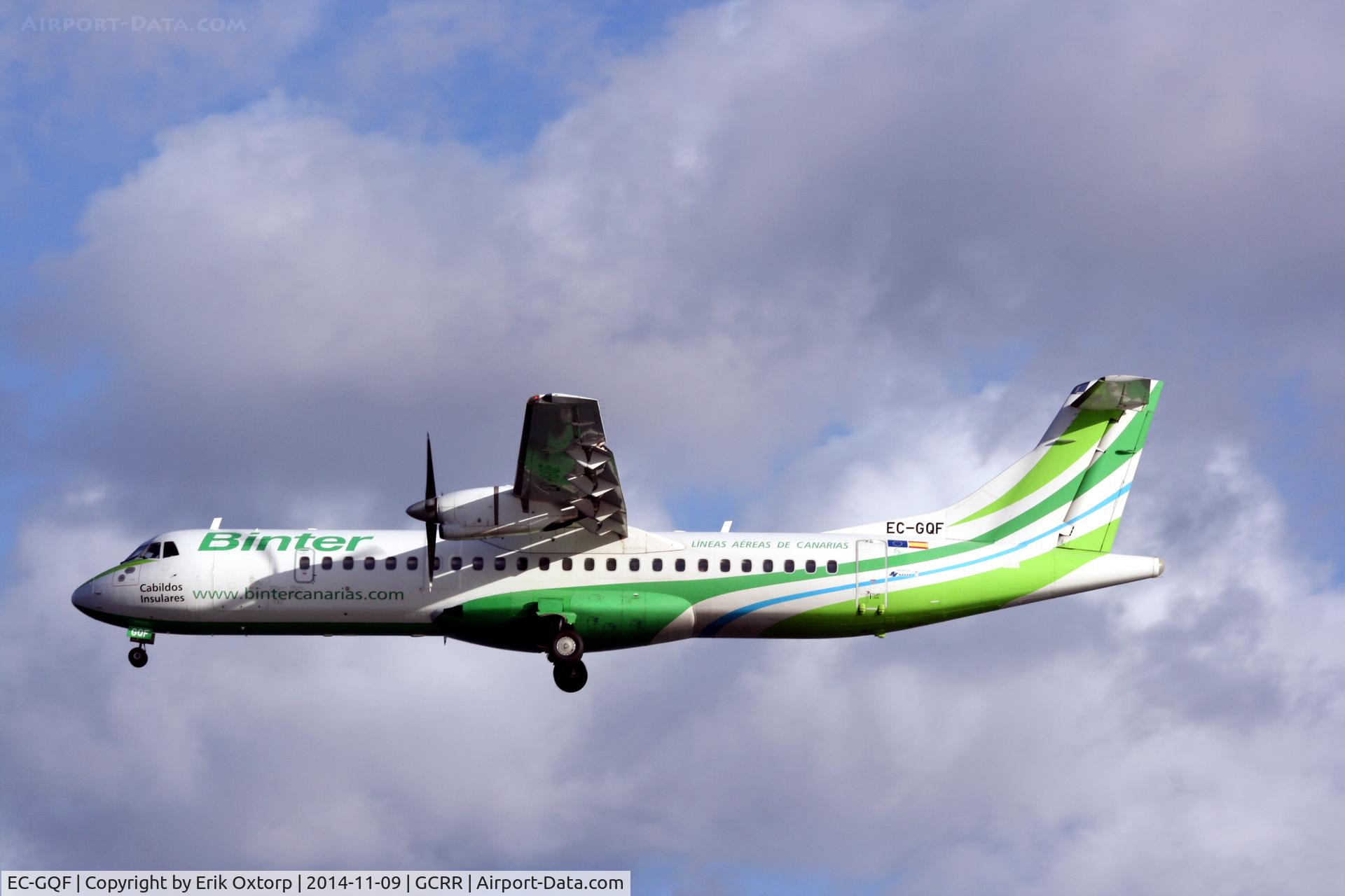 EC-GQF, 1996 ATR 72-202 C/N 489, EC-GQF landing in ACE