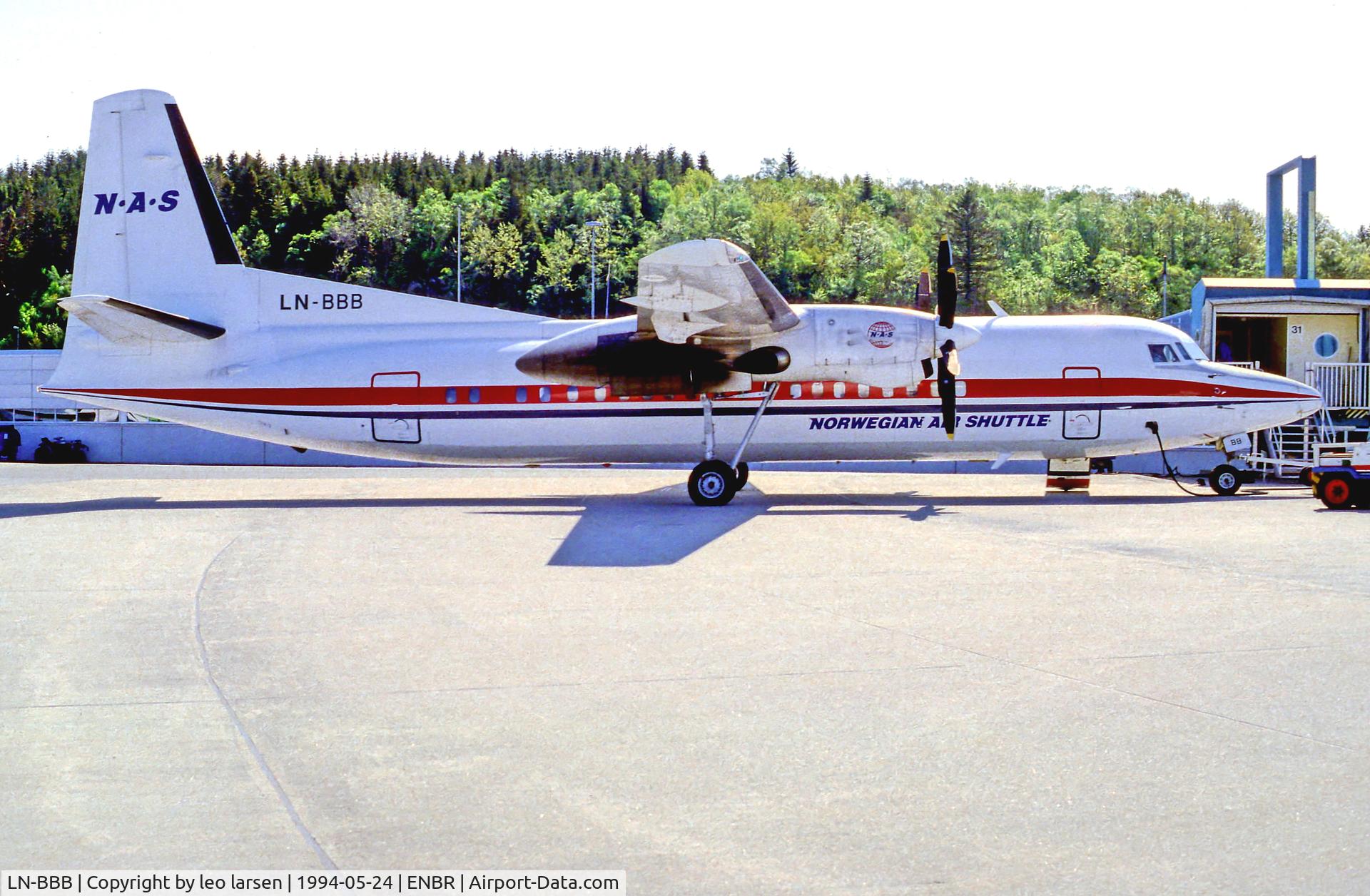 LN-BBB, 1988 Fokker 50 C/N 20131, BGO Bergen 24.5.94
