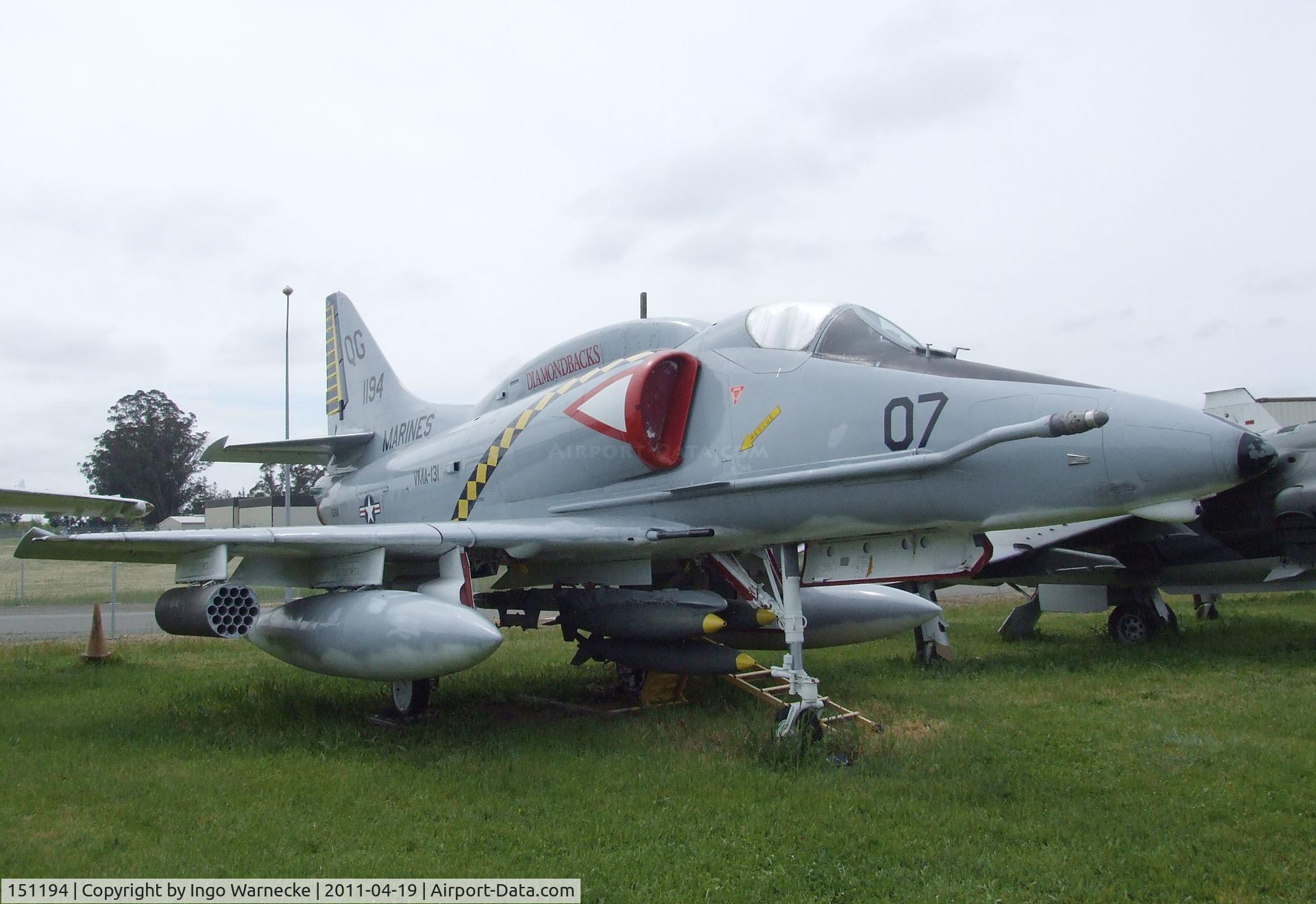 151194, 1964 Douglas A-4E Skyhawk C/N 13364, Douglas A-4E Skyhawk at the Pacific Coast Air Museum, Santa Rosa CA