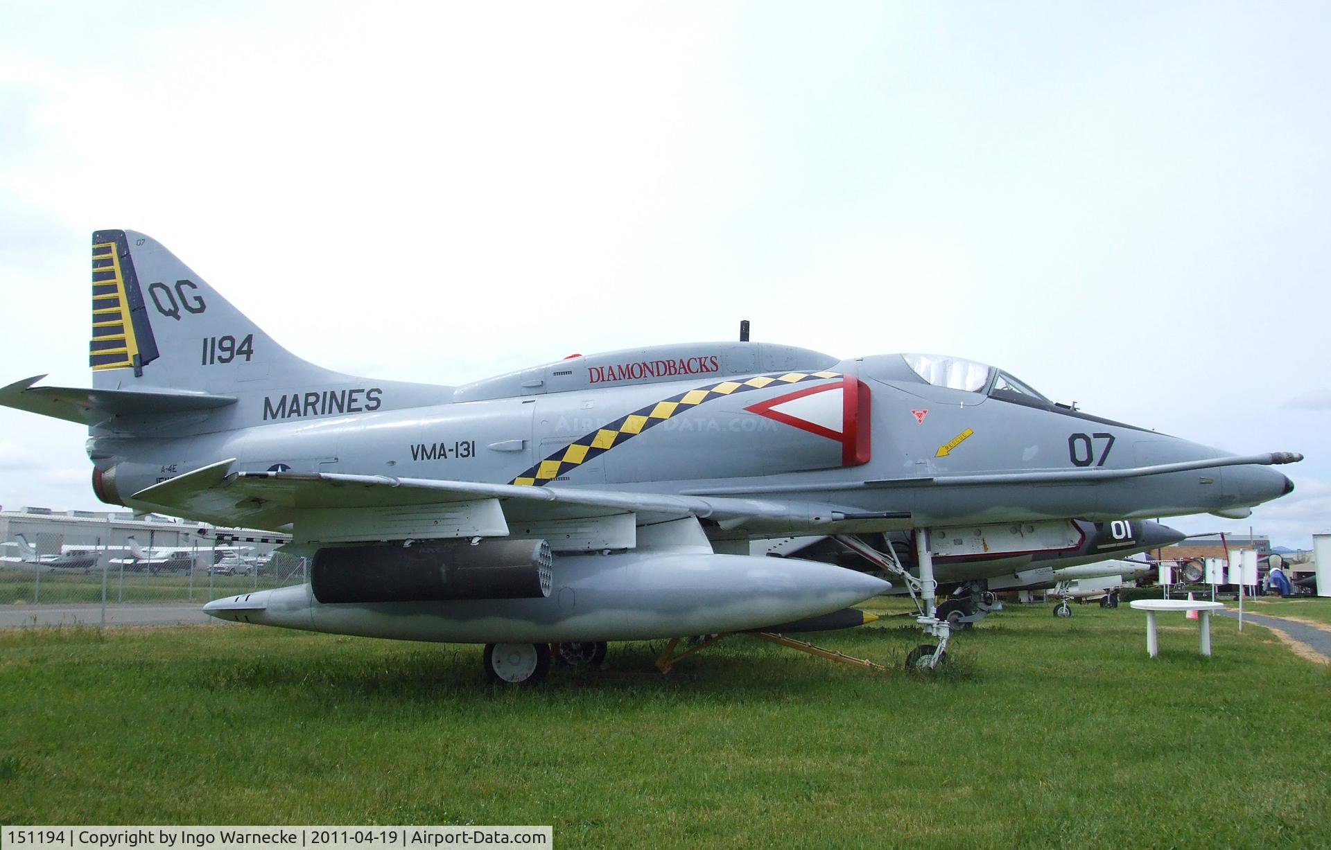 151194, 1964 Douglas A-4E Skyhawk C/N 13364, Douglas A-4E Skyhawk at the Pacific Coast Air Museum, Santa Rosa CA