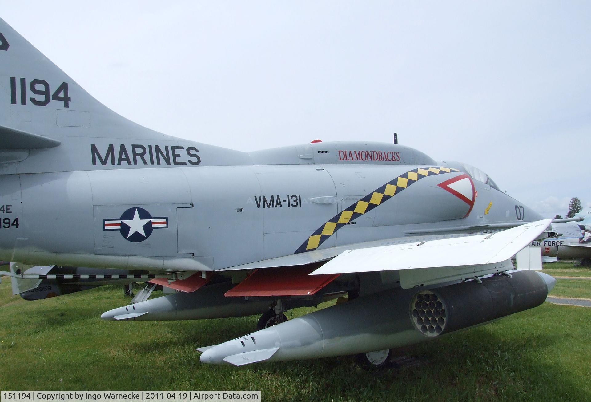 151194, 1964 Douglas A-4E Skyhawk C/N 13364, Douglas A-4E Skyhawk at the Pacific Coast Air Museum, Santa Rosa CA