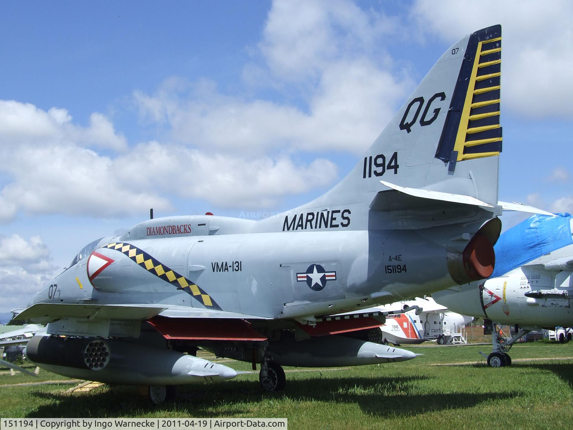 151194, 1964 Douglas A-4E Skyhawk C/N 13364, Douglas A-4E Skyhawk at the Pacific Coast Air Museum, Santa Rosa CA