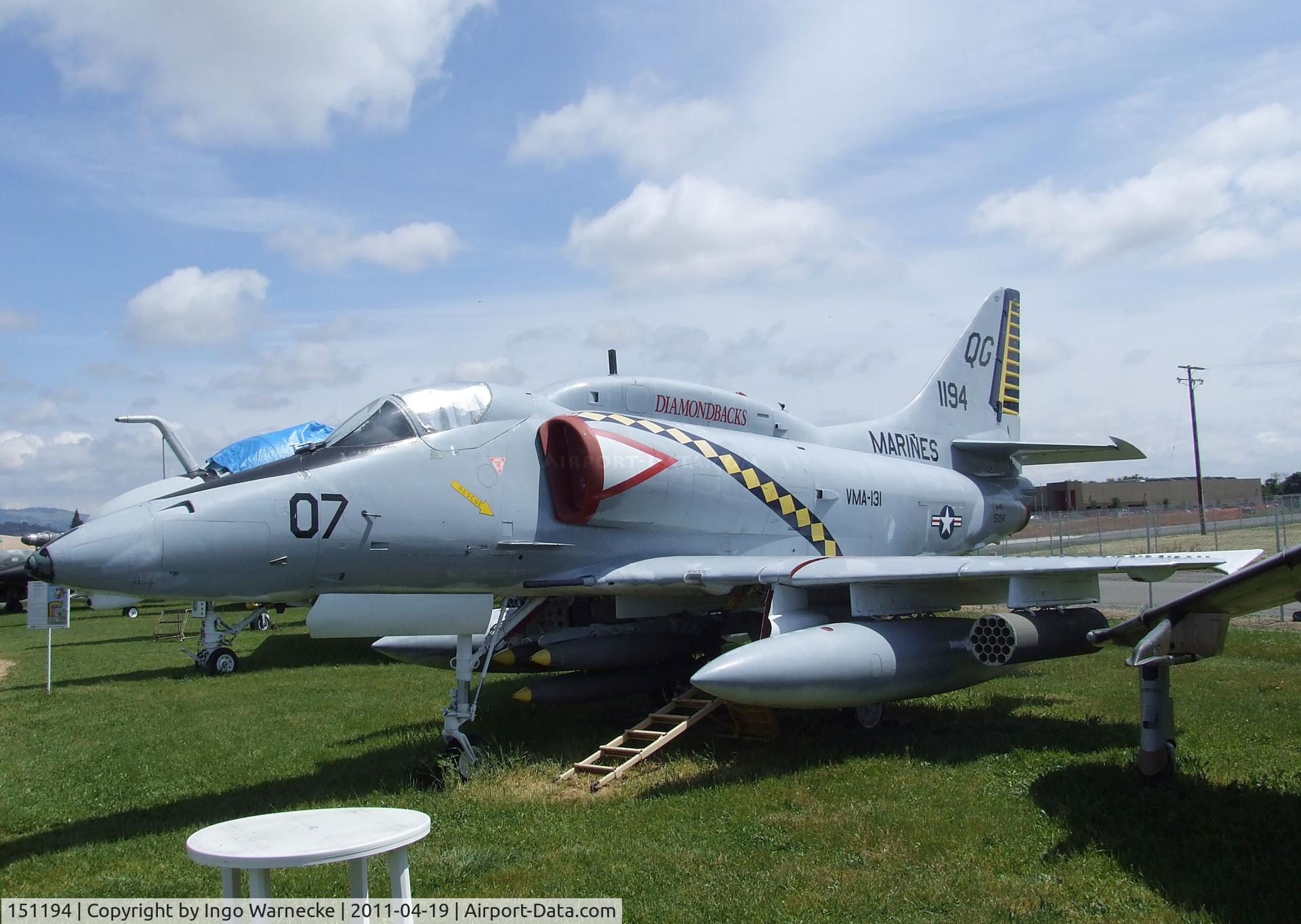 151194, 1964 Douglas A-4E Skyhawk C/N 13364, Douglas A-4E Skyhawk at the Pacific Coast Air Museum, Santa Rosa CA