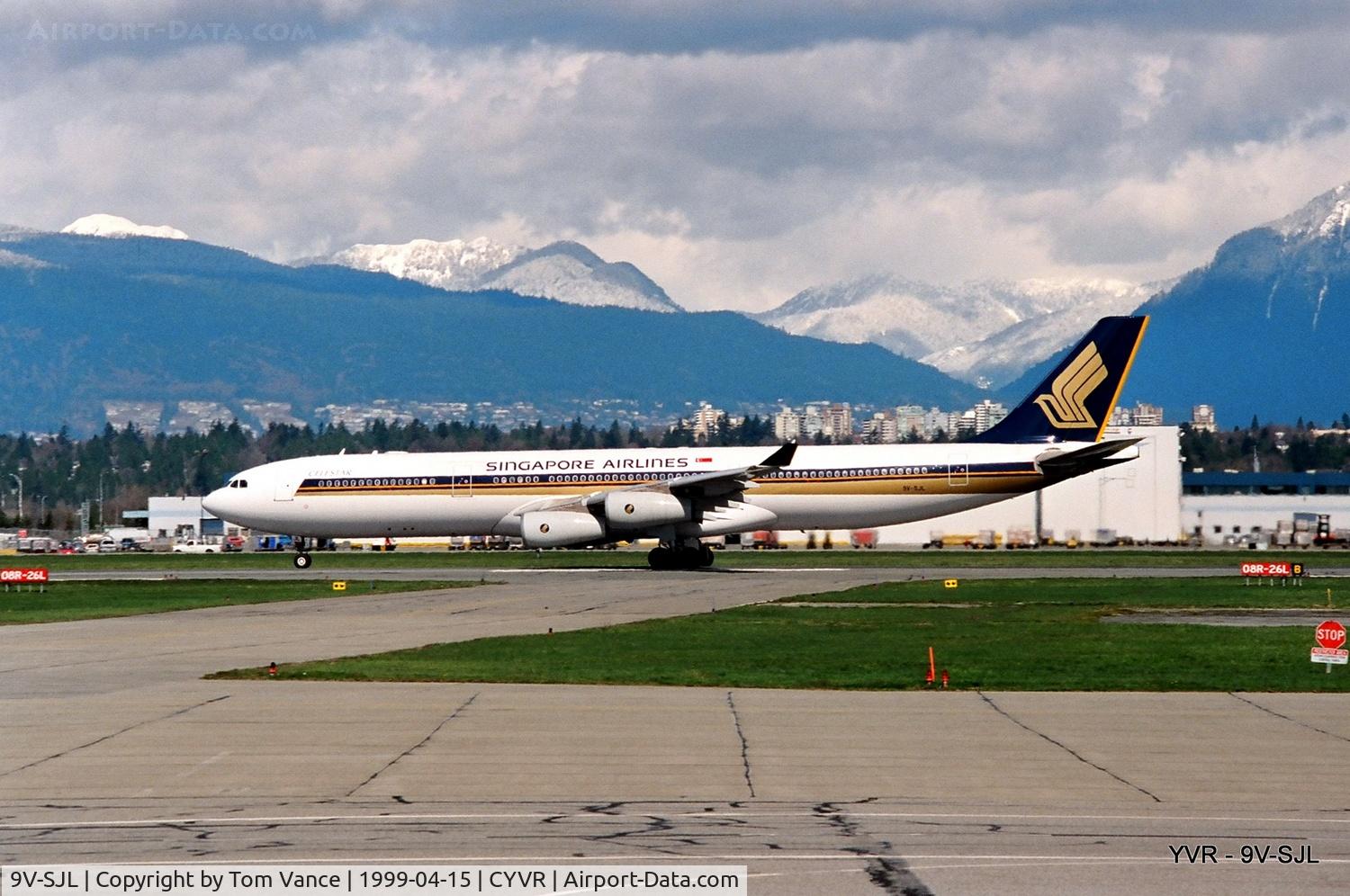 9V-SJL, 1998 Airbus A340-313X C/N 212, at Vancouver,BC Canada