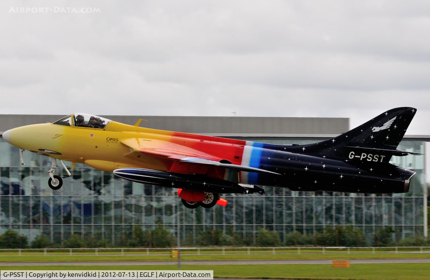 G-PSST, 1959 Hawker Hunter F.58A C/N HABL-003115, Arriving at FIA 2014.