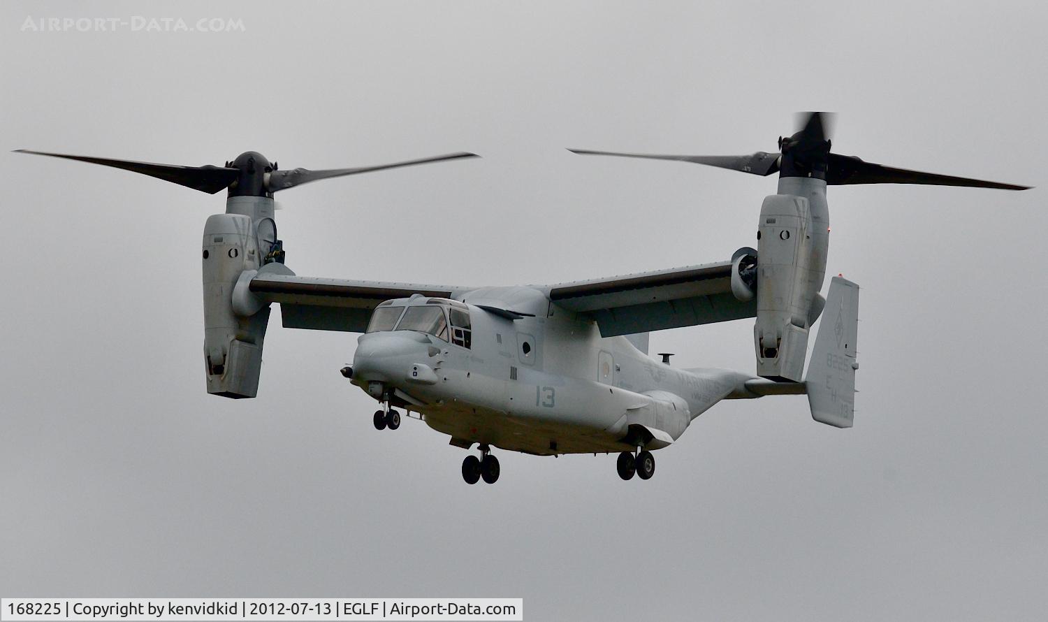 168225, 2012 Bell-Boeing MV-22B Osprey C/N D0175, In the flying display at FIA 2012.