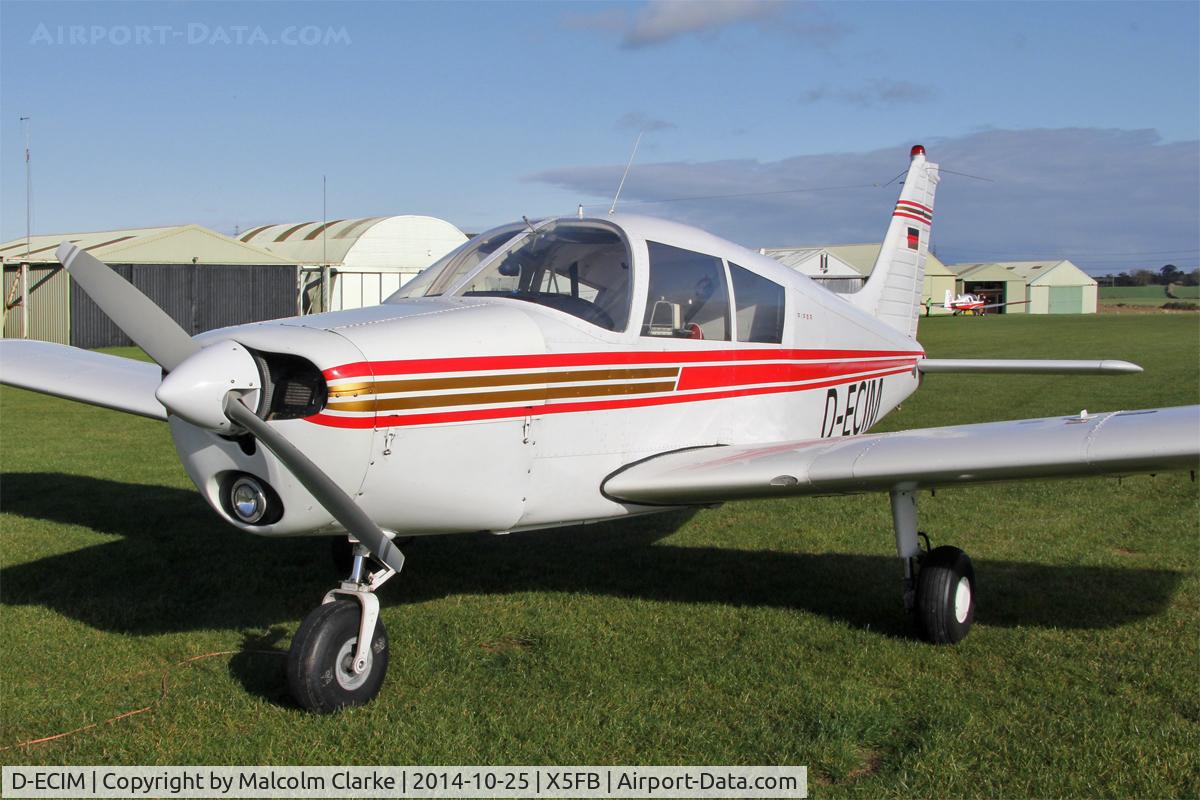 D-ECIM, 1972 Piper PA-28-140 Cherokee E C/N 28-7225596, A new airfield resident. Piper PA-28-140 Cherokee E, Fishburn Airfield UK, October 25th 2014.