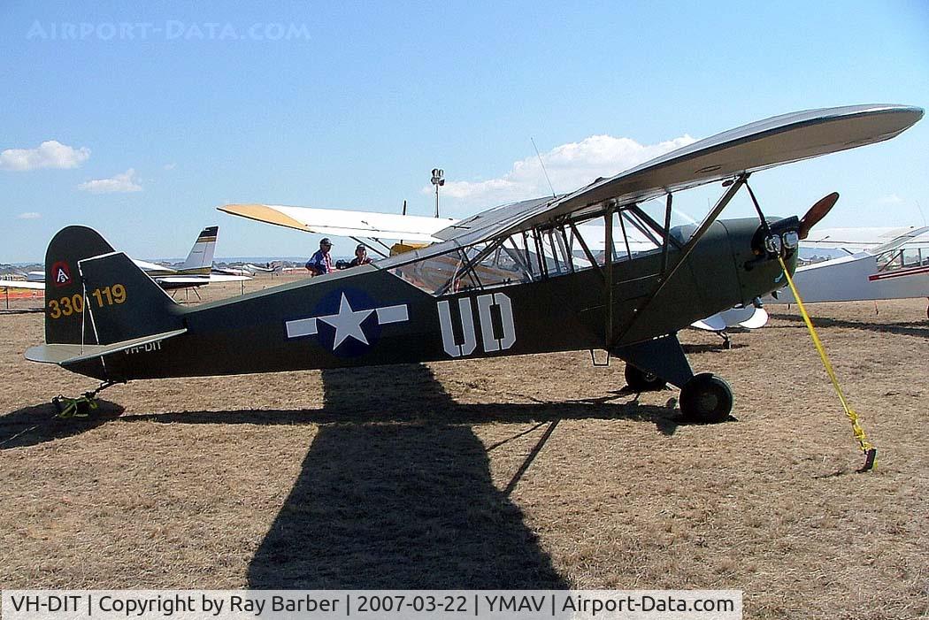 VH-DIT, 1943 Piper J3C-65 Cub C/N 11410, Piper L-4H Grasshopper [11410] Avalon~VH 22/03/2007