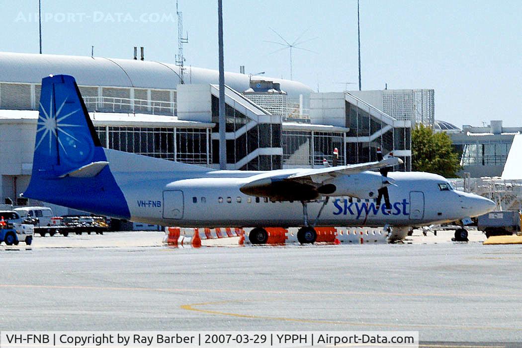 VH-FNB, 1987 Fokker 50 C/N 20107, Fokker F-50 [20107] (Skywest Airlines (Pty)) Perth Int'l~VH 29/03/2007