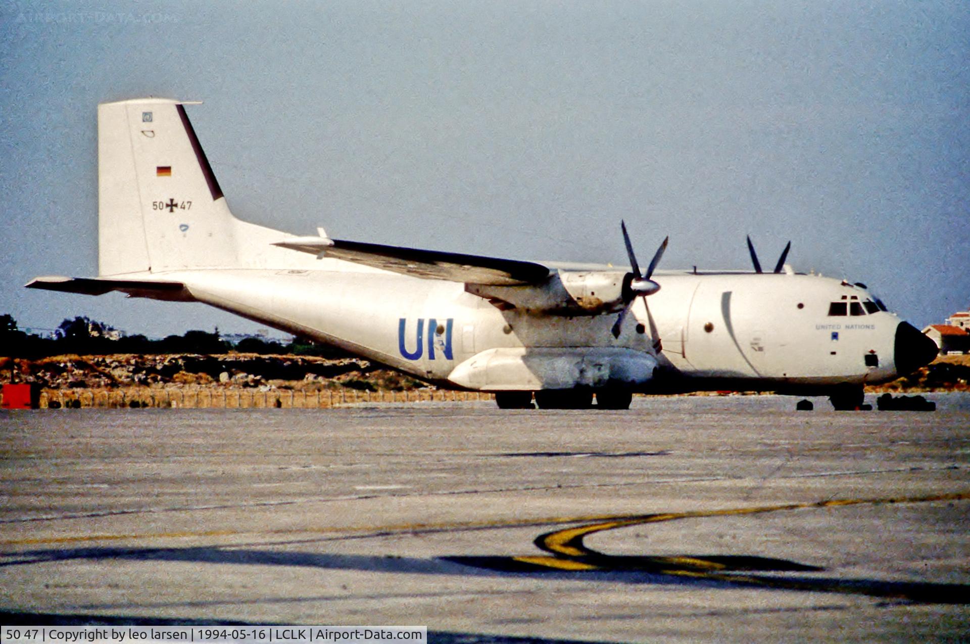 50 47, Transall C-160D C/N D69, Larnaca Cyprus 16.5.94
in wite UN c/s.