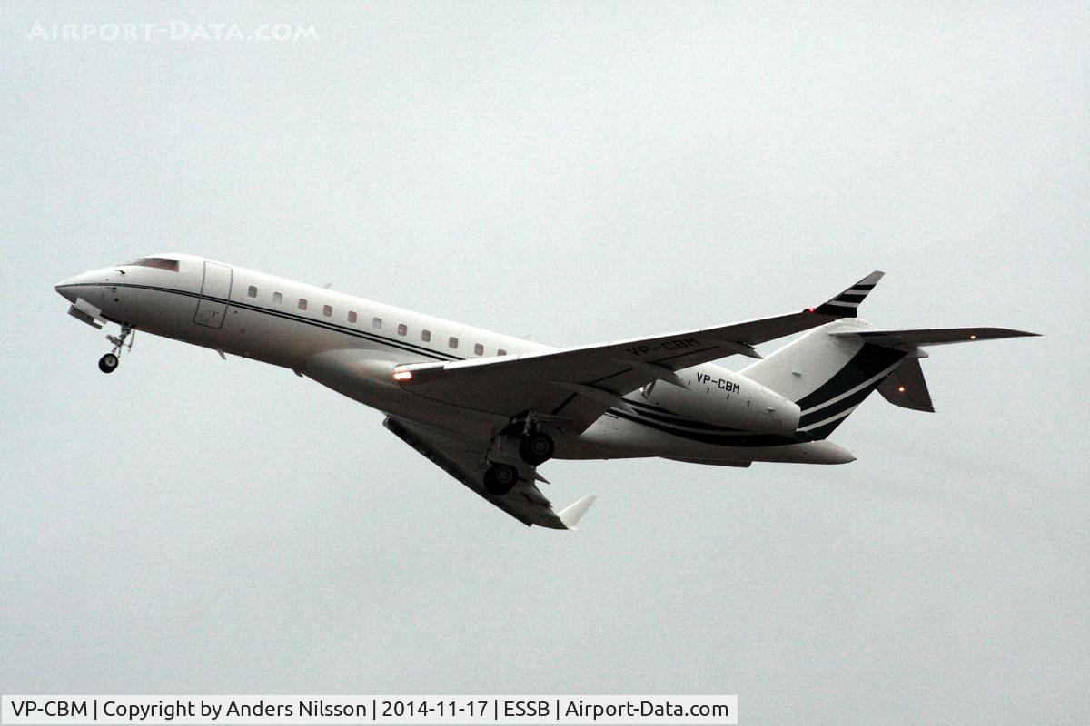 VP-CBM, 2010 Bombardier BD-700-1A10 Global Express C/N 9394, Departing runway 12 on her way to Moscow-Vnukovo.