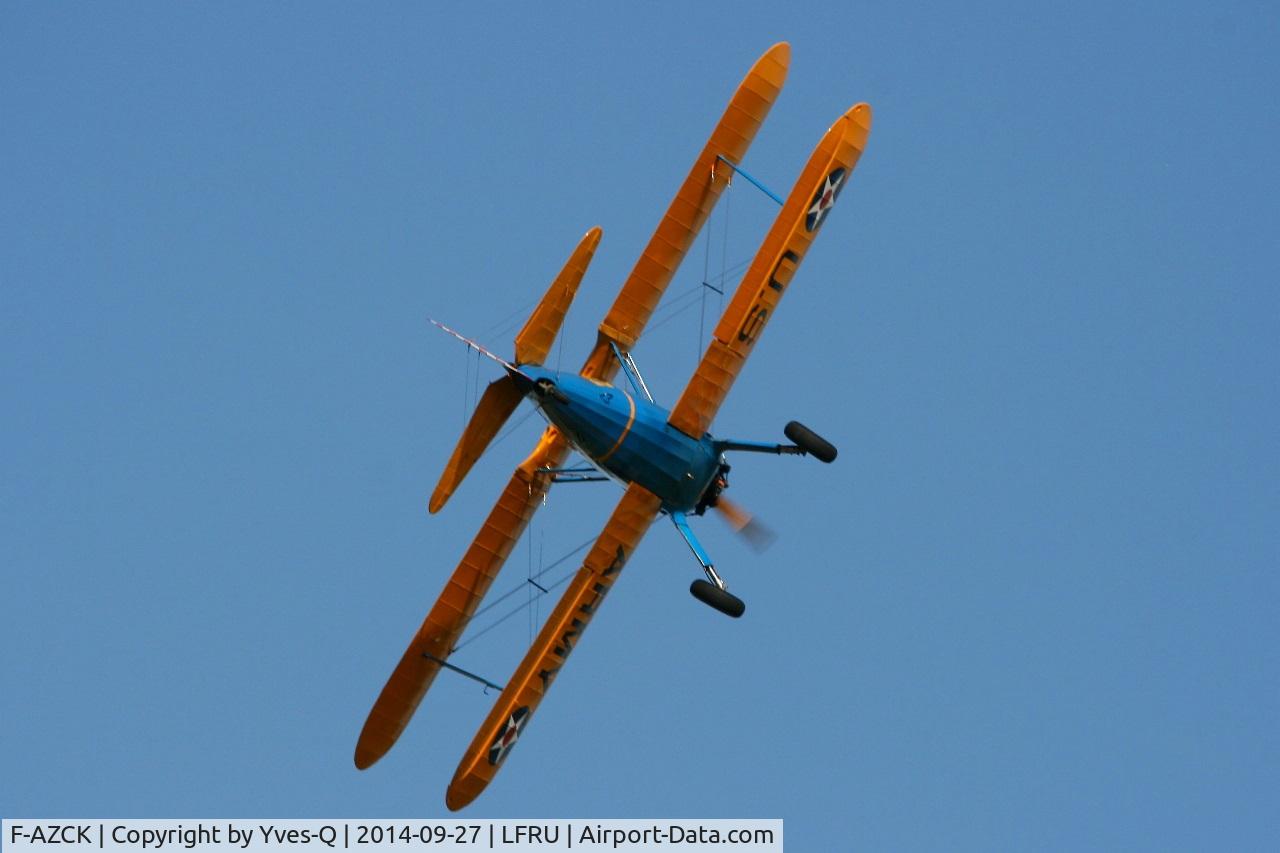 F-AZCK, 1941 Boeing A75N1 (PT-17) C/N 75-1653, Boeing A75N1, Solo display, Morlaix-Ploujean airport (LFRU-MXN) air show in september 2014