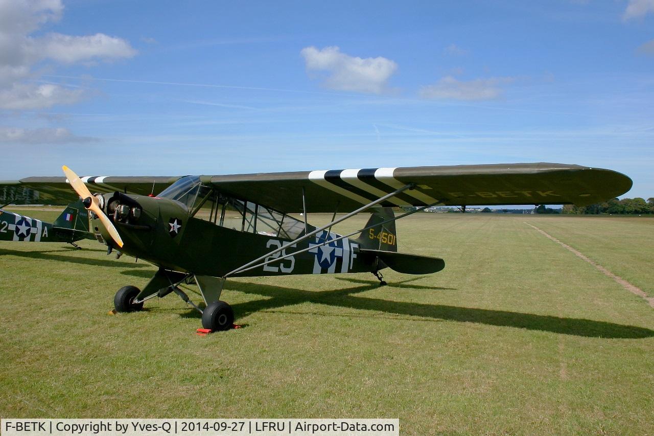 F-BETK, 1945 Piper L-4J Grasshopper (J3C-65D) C/N 13241, Piper J3C-65 Cub, Static display, Morlaix-Ploujean airport (LFRU-MXN) air show in september 2014