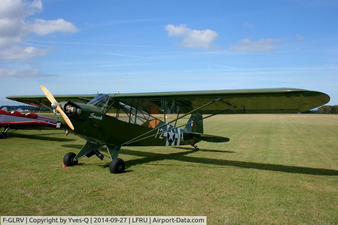 F-GLRV, Piper L-4B Grasshopper C/N 9440, Piper J3C-65, Static display, Morlaix-Ploujean airport (LFRU-MXN) air show in september 2014
