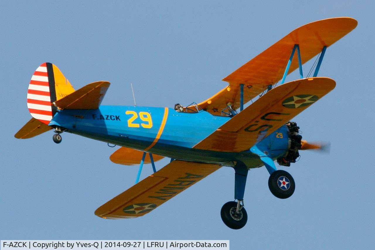 F-AZCK, 1941 Boeing A75N1 (PT-17) C/N 75-1653, Boeing A75N1, Solo display, Morlaix-Ploujean airport (LFRU-MXN) air show in september 2014