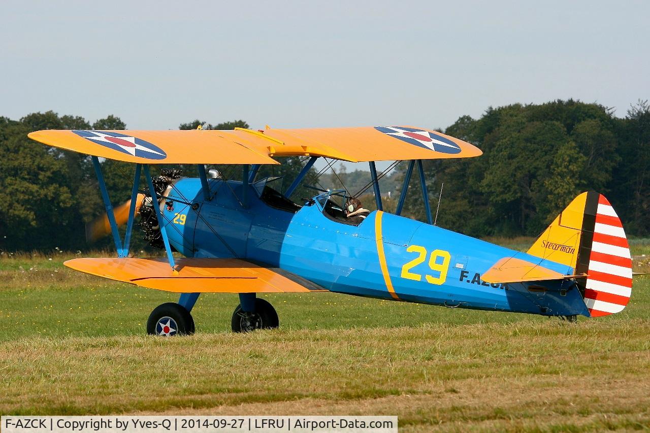F-AZCK, 1941 Boeing A75N1 (PT-17) C/N 75-1653, Boeing A75N1, Holding point, Morlaix-Ploujean airport (LFRU-MXN) air show in september 2014