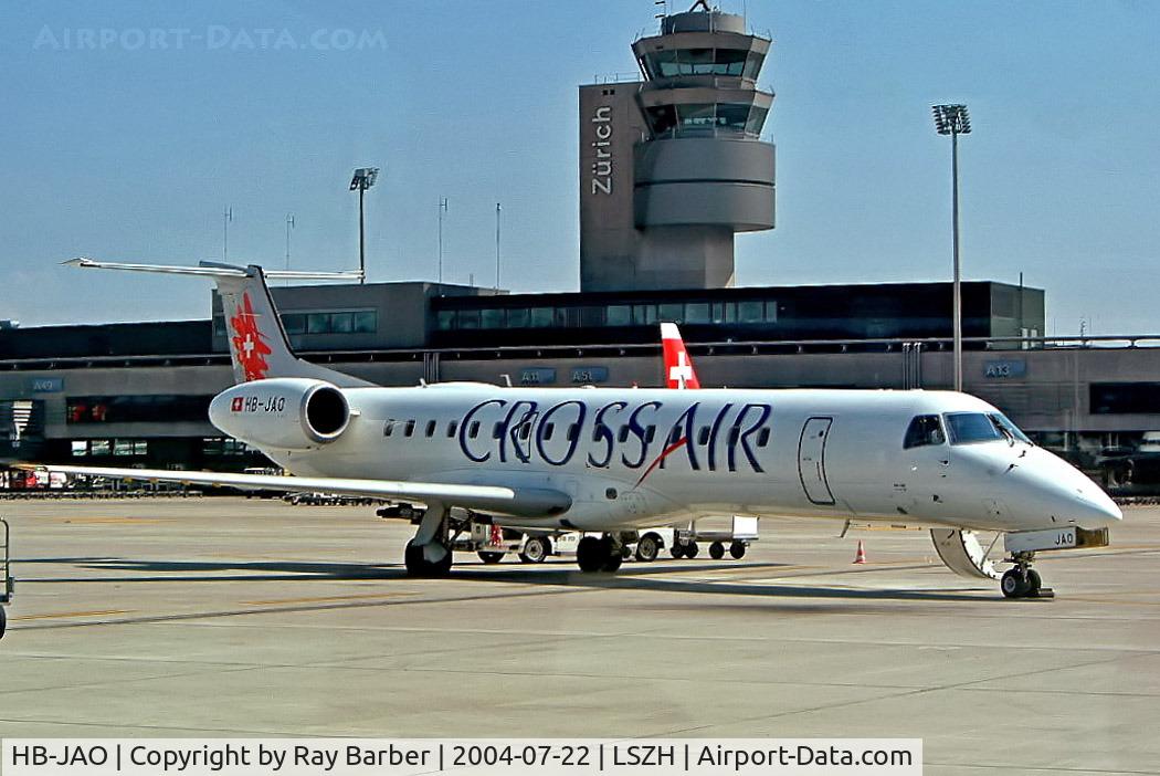 HB-JAO, 2001 Embraer EMB-145LU (ERJ-145LU) C/N 145456, Embraer ERJ-145LU [145456] (Crossair) Zurich~HB 22/07/2004