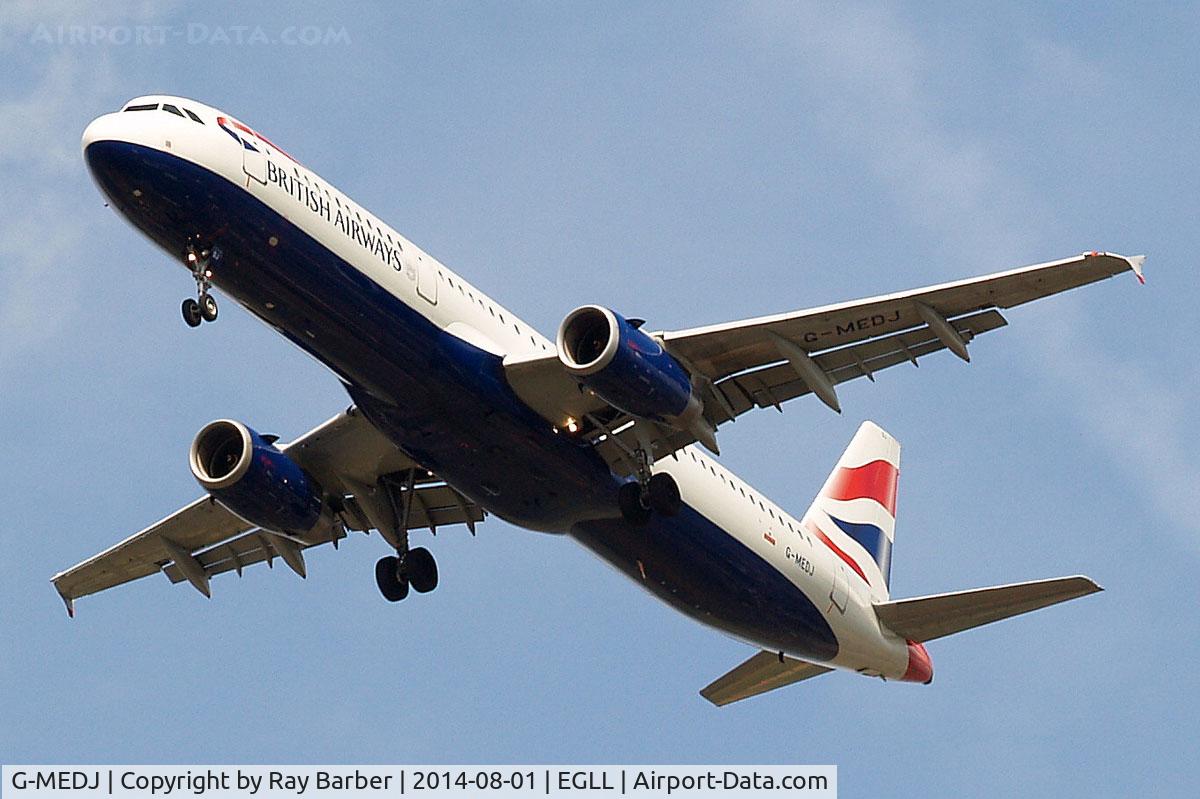 G-MEDJ, 2004 Airbus A321-231 C/N 2190, Airbus A321-231 [2190] (British Airways) Home~G 01/08/2014. On approach 27R.