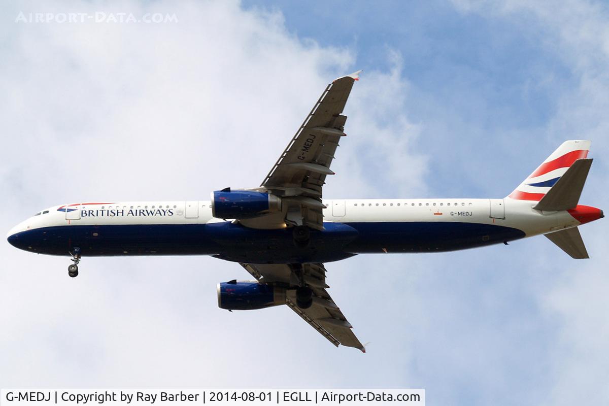 G-MEDJ, 2004 Airbus A321-231 C/N 2190, Airbus A321-231 [2190] (British Airways) Home~G 01/08/2014. On approach 27R.