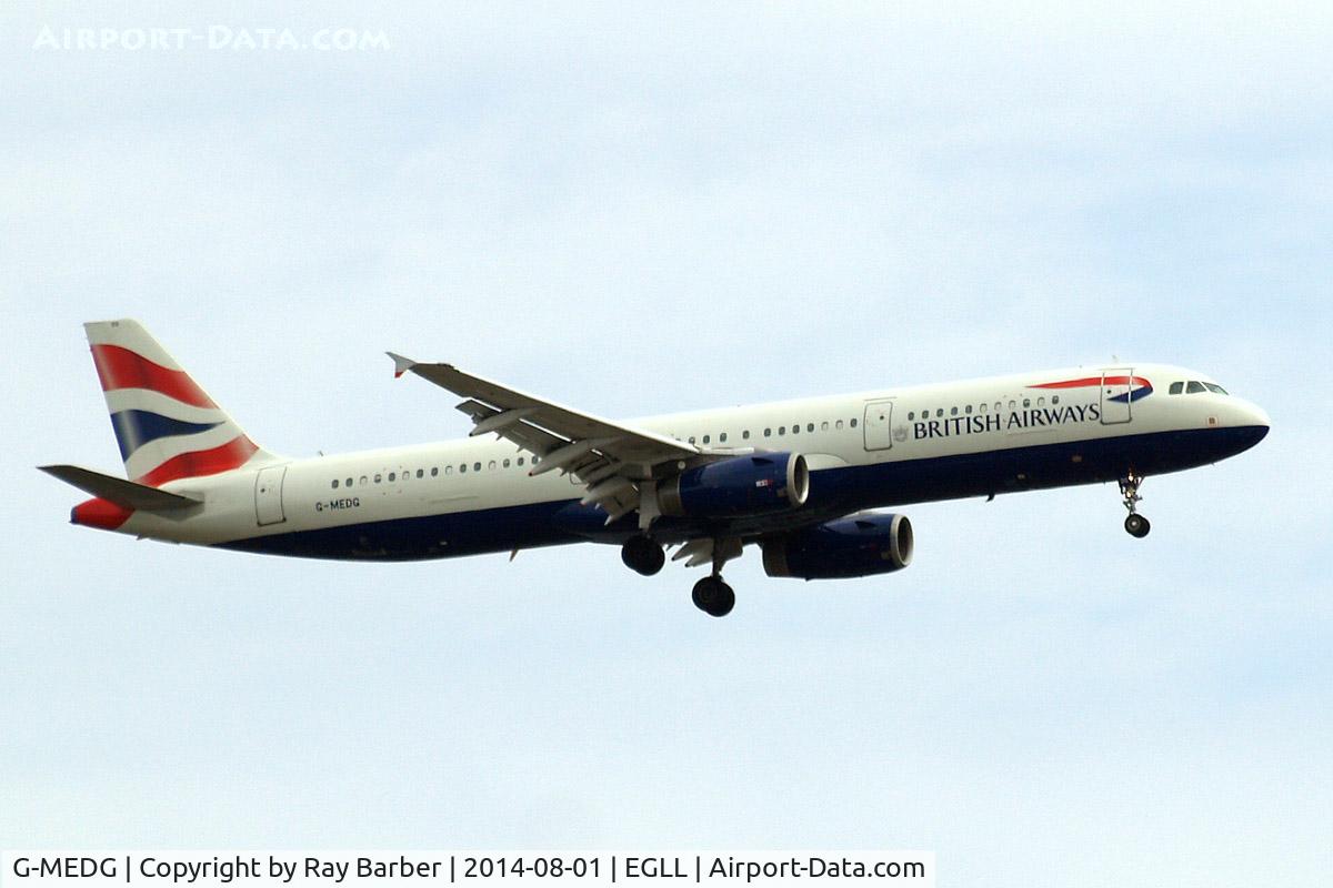 G-MEDG, 2002 Airbus A321-231 C/N 1711, Airbus A321-231 [1711] (British Airways) Home~G 01/08/2014. On approach 27L.