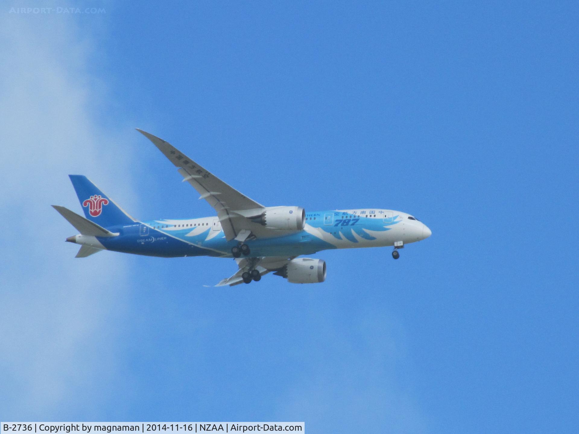B-2736, 2013 Boeing 787-8 Dreamliner C/N 34929, on finals to AKL