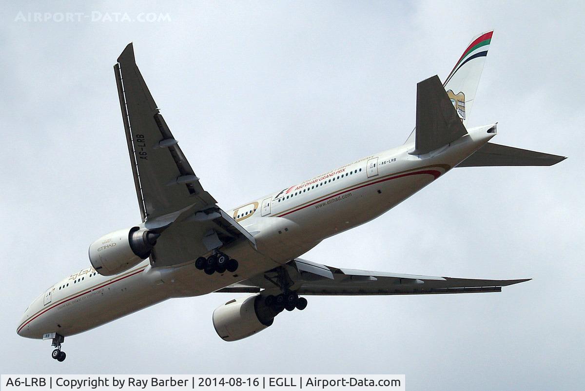 A6-LRB, 2007 Boeing 777-237/LR C/N 36301/621, Boeing 777-237LR [36301] (Etihad Airways) Home~G 16/08/2014. On approach 27R.