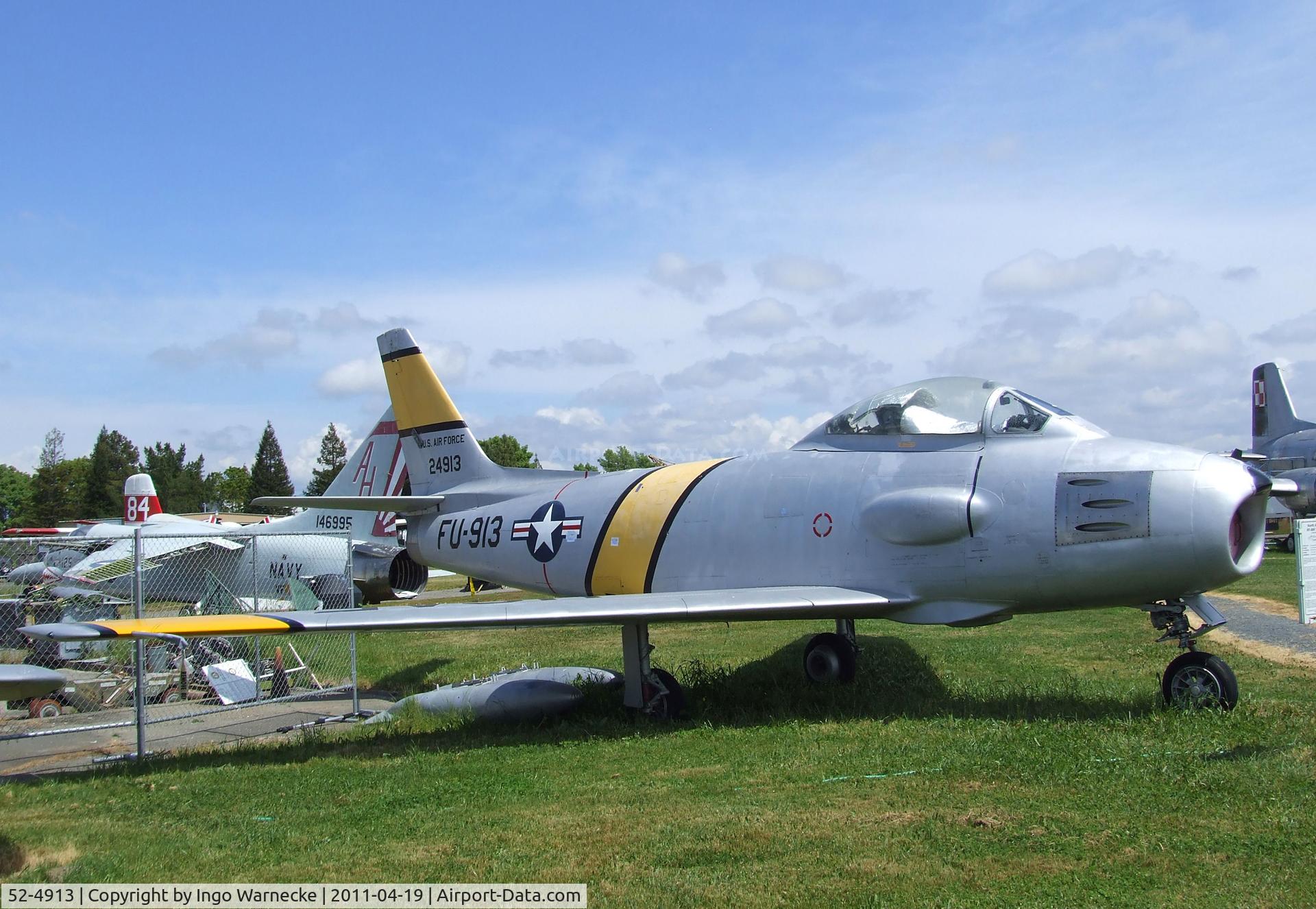52-4913, 1952 North American RF-86F Sabre C/N 191-609, North American RF-86F Sabre at the Pacific Coast Air Museum, Santa Rosa CA