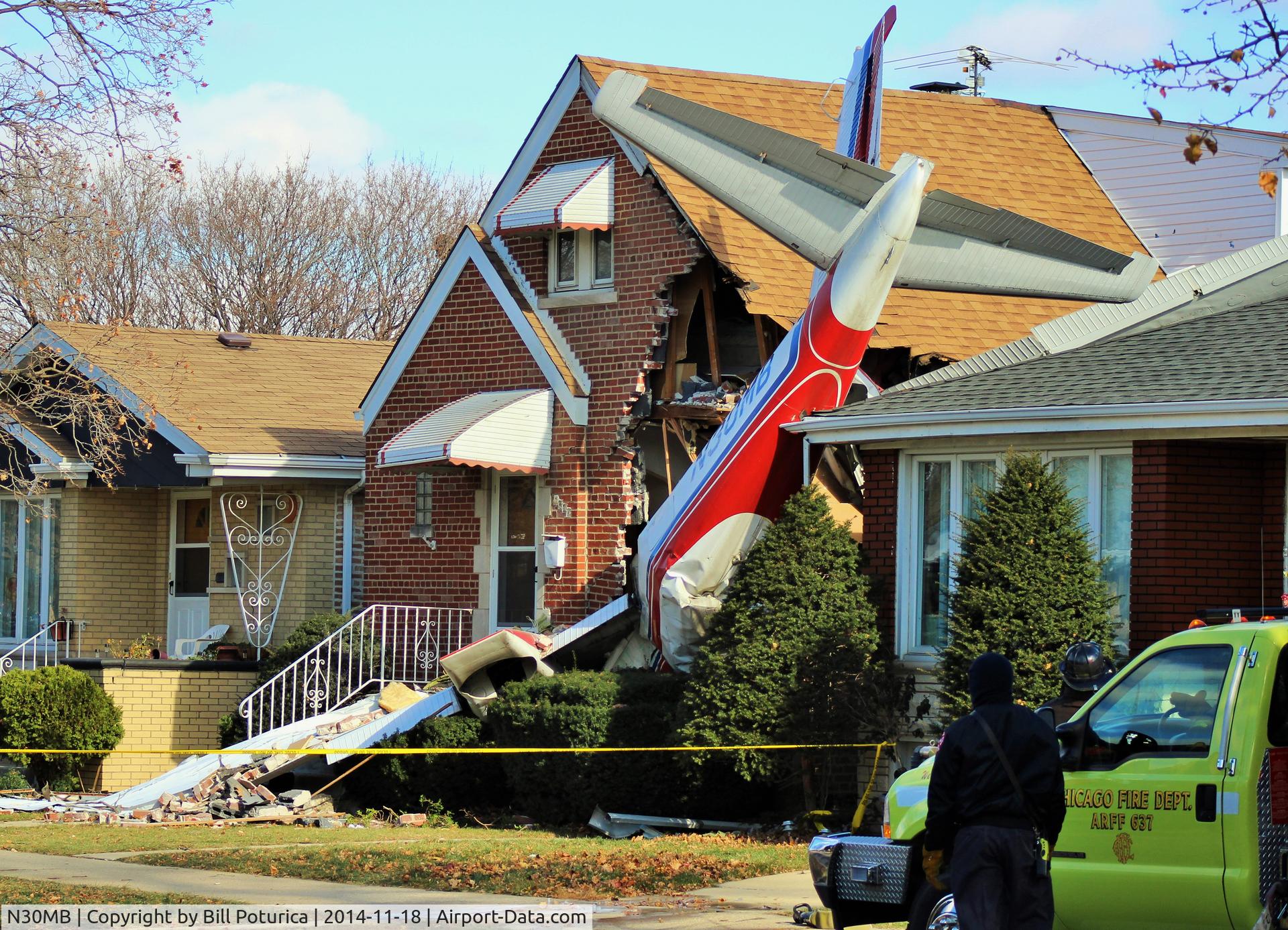 N30MB, 1964 Aero Commander 500-B C/N 1453-160, 1964 Aero Commander 500-B crash just short of 31C near Chicago Midway, 11/18/14.