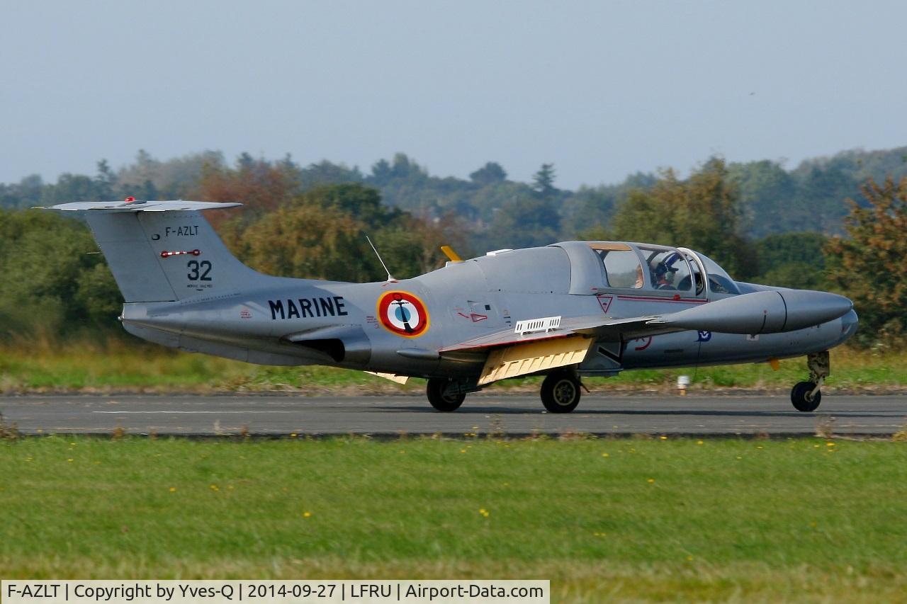 F-AZLT, 1958 Morane-Saulnier MS.760 Paris I C/N 32, Morane-Saulnier MS-760A, Landing rwy 05, Morlaix-Ploujean airport (LFRU-MXN) air show in september 2014