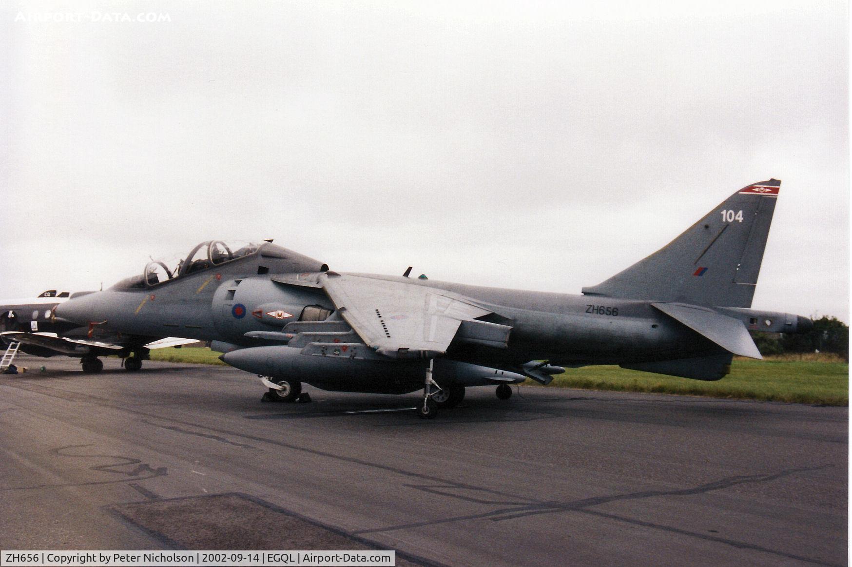 ZH656, 1994 British Aerospace Harrier T.10 C/N TX004, Harrier T.10, callsign Poison 1, of RAF Wittering's 1 Squadron on display at the 2002 RAF Leuchars Airshow.
