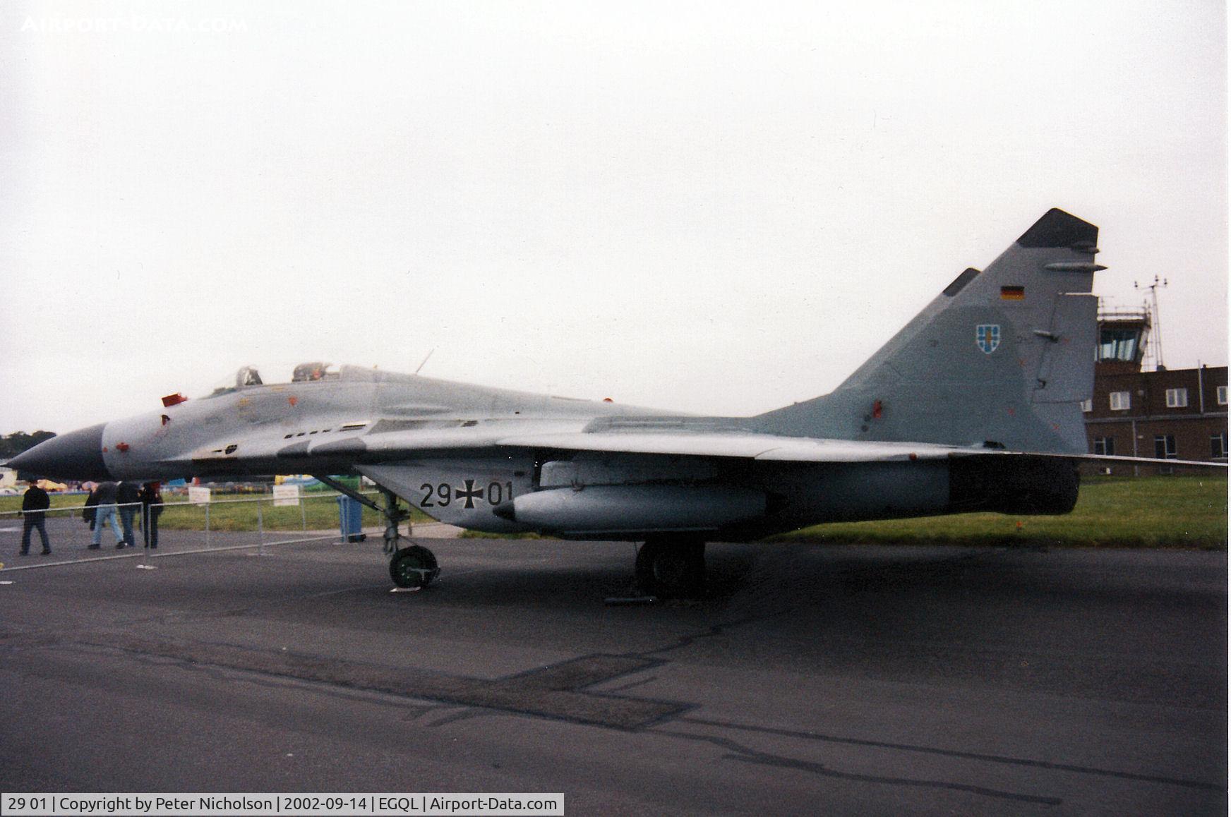 29 01, 1988 Mikoyan-Gurevich MiG-29G C/N 2960525106/3412, MiG-29A, callsign German Air Force 2905, of JG-73 on display at the 2002 RAF Leuchars Airshow.
