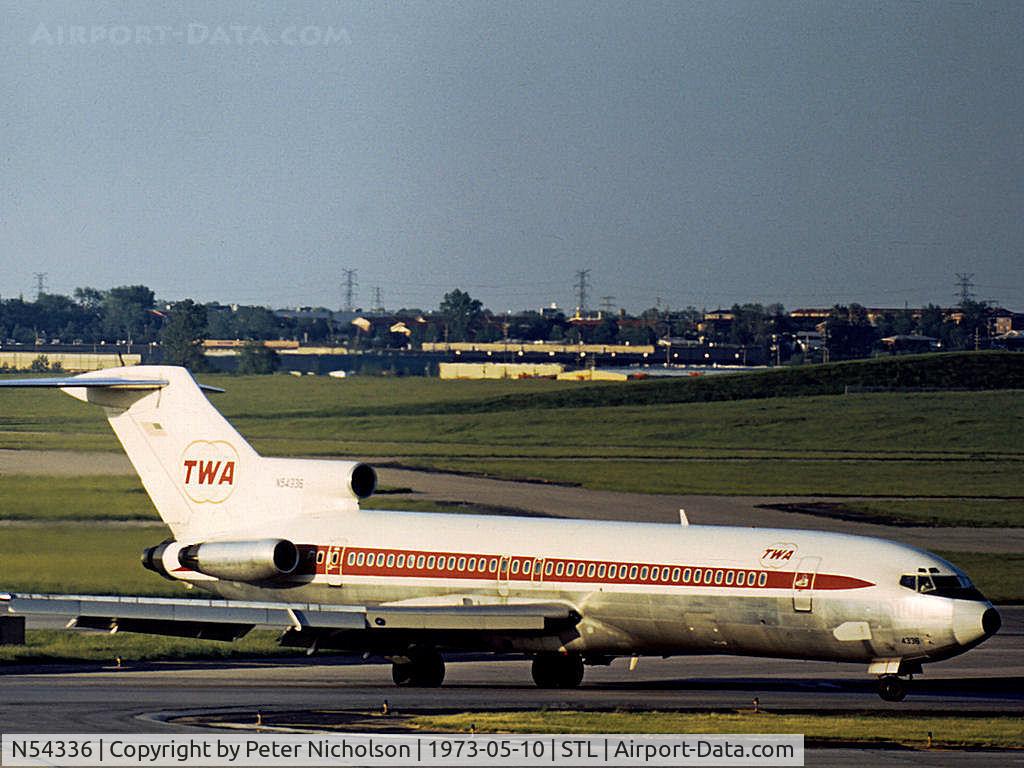 N54336, 1971 Boeing 727-231 C/N 20490, Boeing 727-231 of Trans-World Airlines arriving at St. Louis in May 1973.
