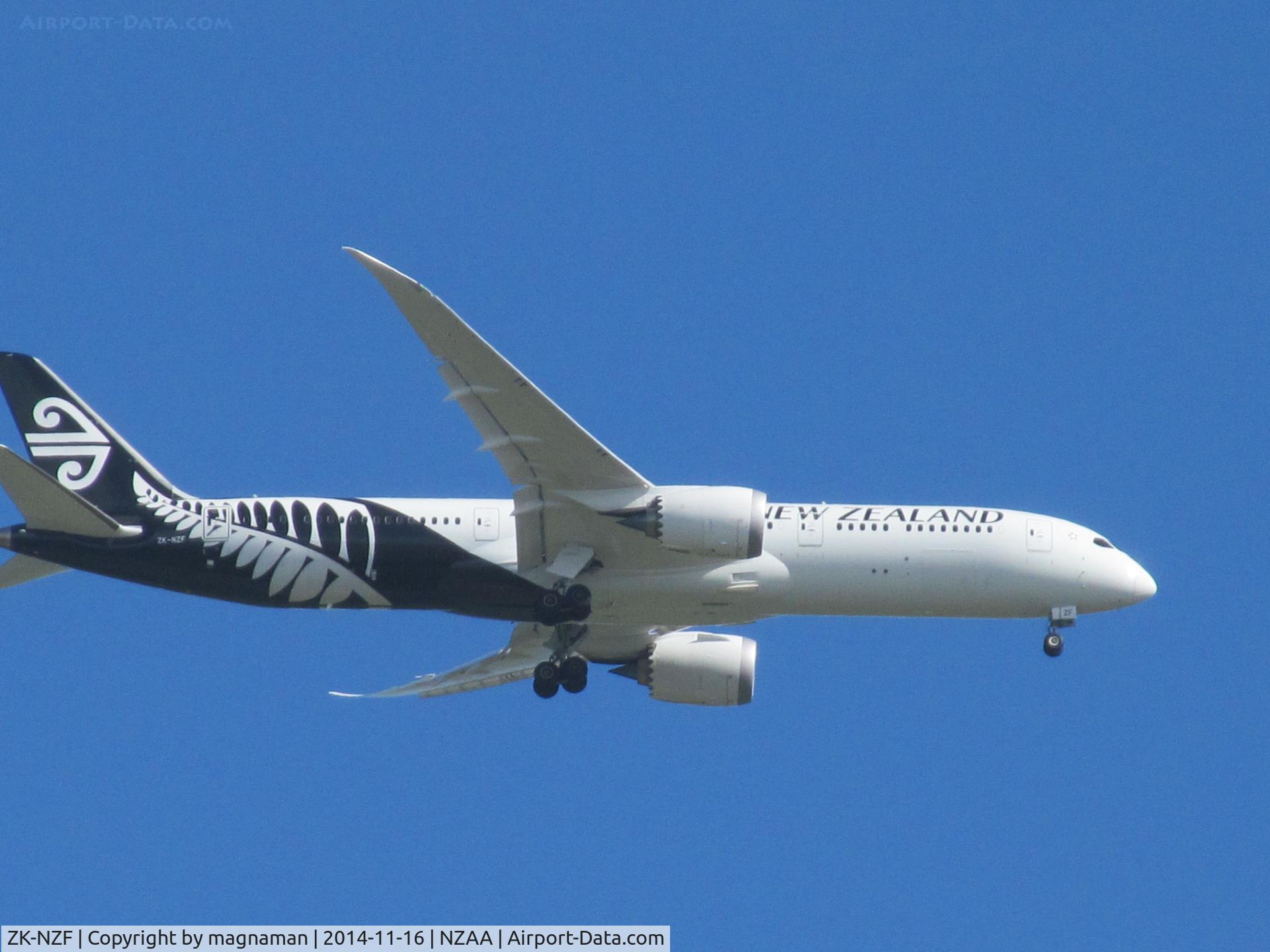 ZK-NZF, 2014 Boeing 787-9 Dreamliner C/N 34335, nearly a great shot on landing - very windy so camera moved!!