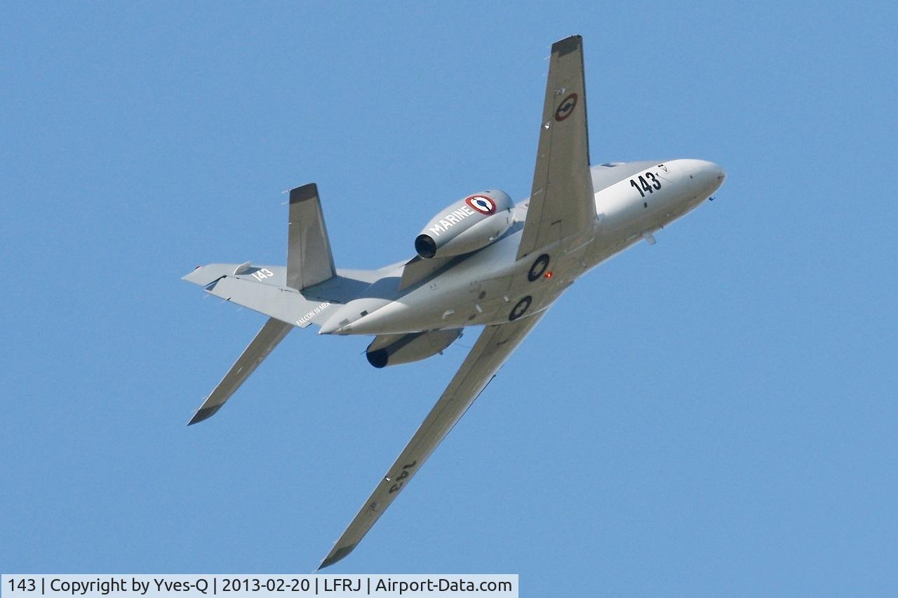 143, 1979 Dassault Falcon 10MER C/N 143, French Naval Aviation Dassault Falcon 10MER, Take-off Rwy 08, Landivisiau Naval Air Base (LFRJ)