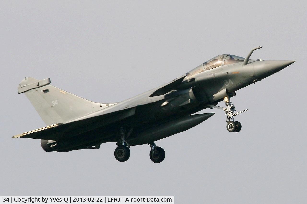 34, Dassault Rafale M C/N 34, French Naval Aviation Dassault Rafale M, Short Approach Rwy 08, Landivisiau Naval Air Base (LFRJ)