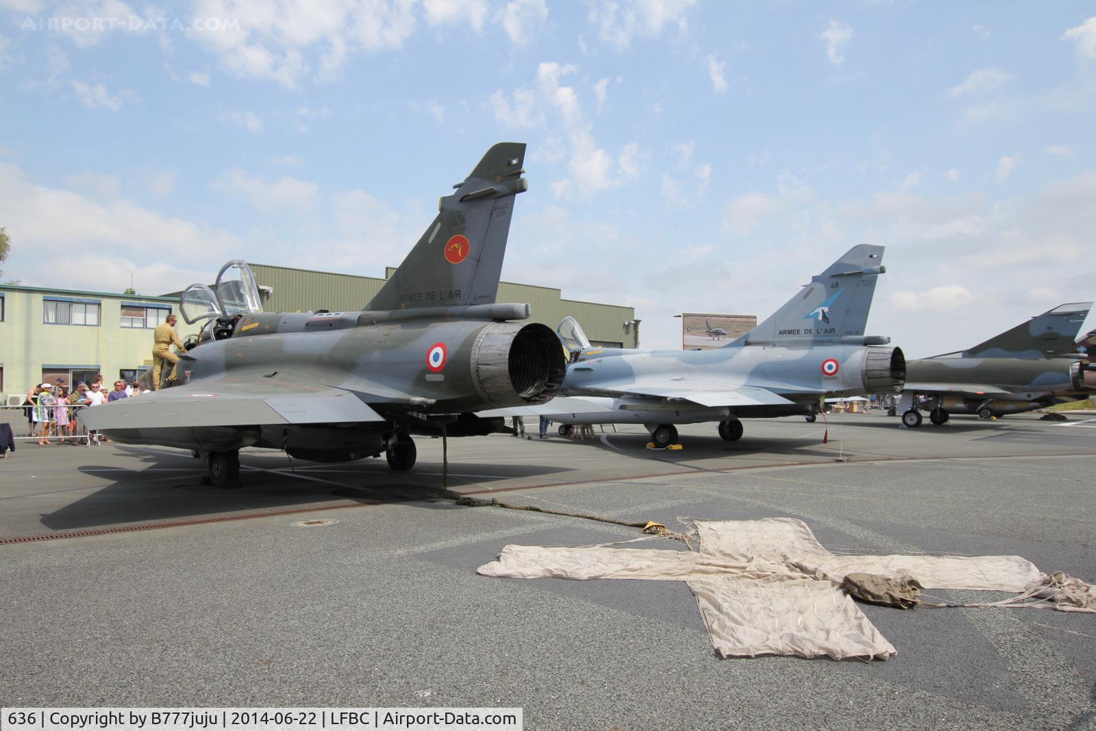 636, Dassault Mirage 2000D C/N 439, on display during Cazaux Open Base 2014, with Drag chute deployed