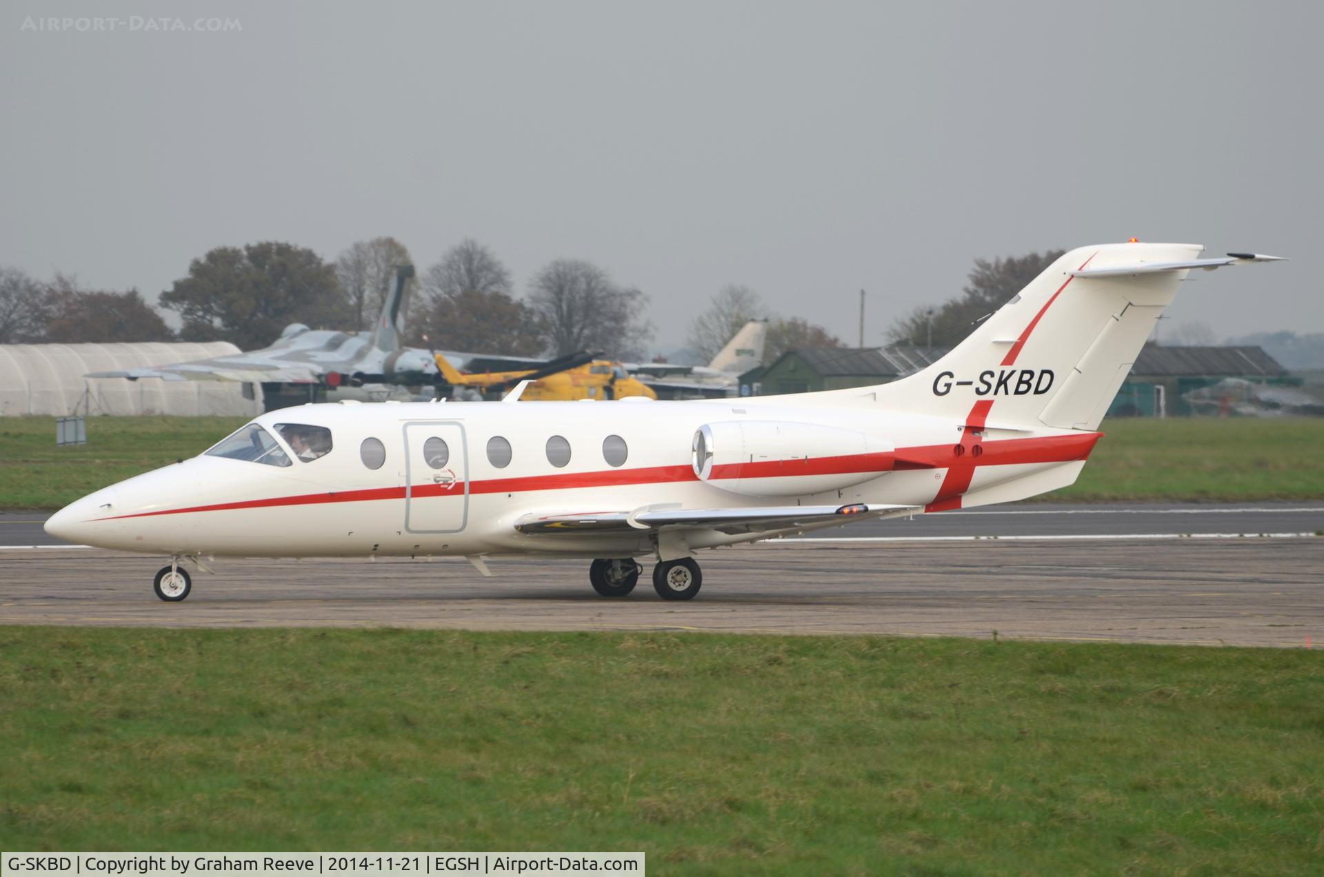 G-SKBD, 2004 Raytheon Beechjet 400A C/N RK-376, About to depart on runway 